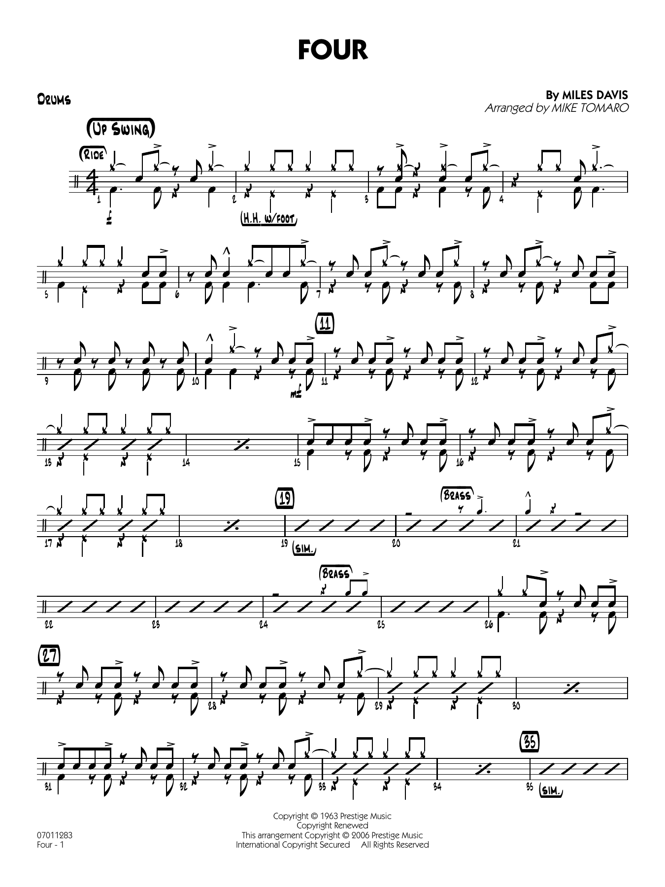 Four (arr. Mike Tomaro) - Drums