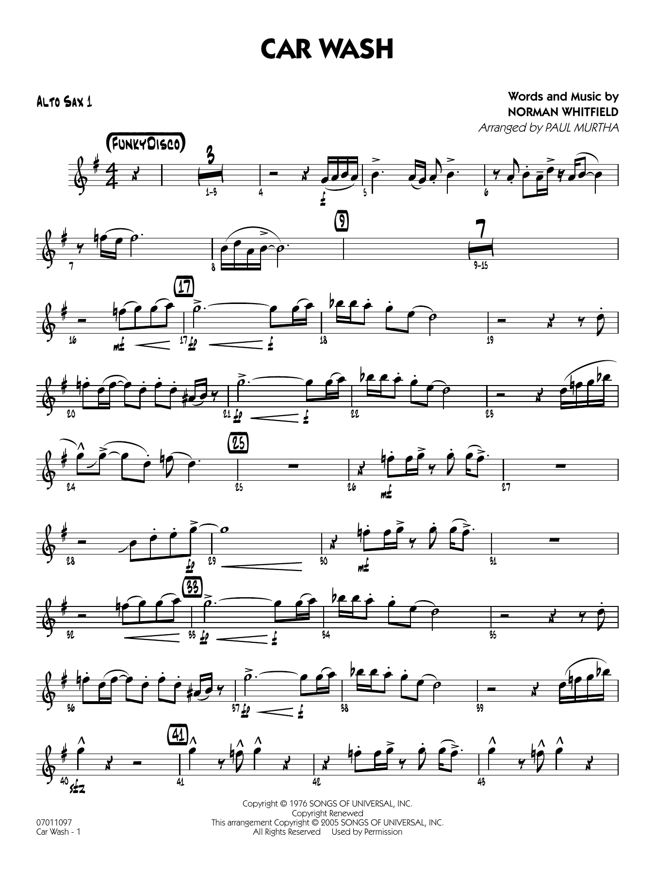 Car Wash (arr. Paul Murtha) - Alto Sax 1