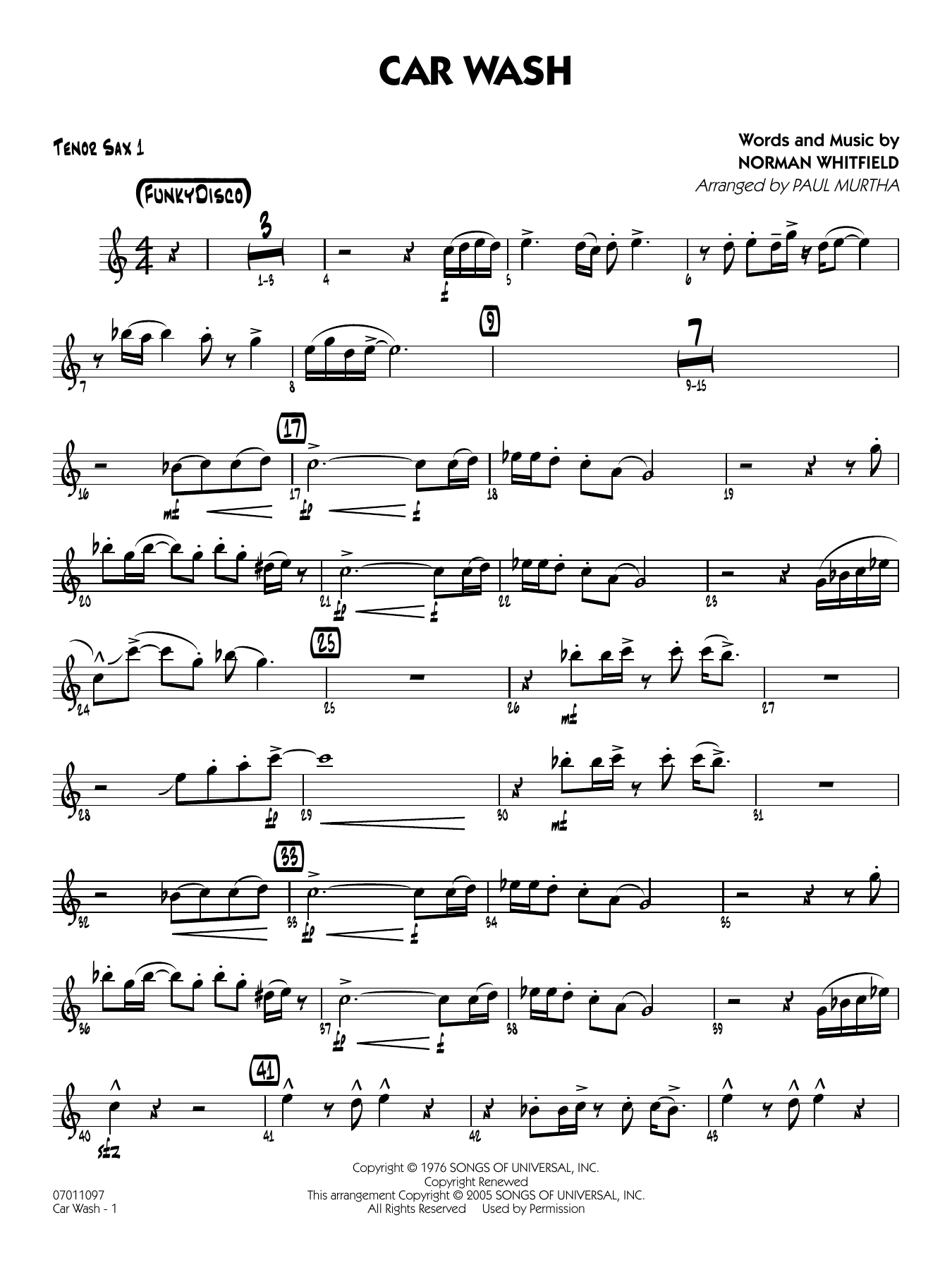 Car Wash (arr. Paul Murtha) - Tenor Sax 1