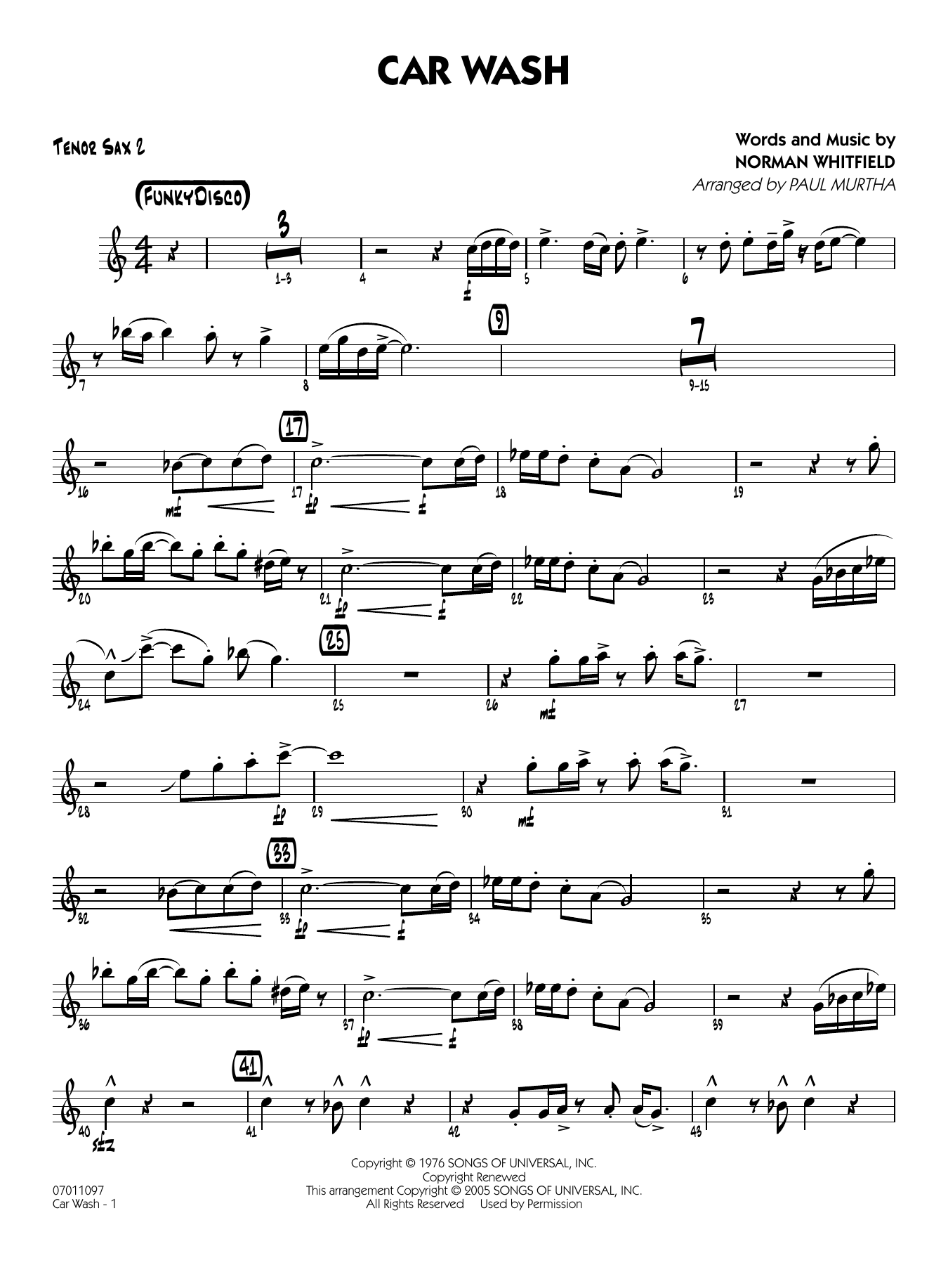 Car Wash (arr. Paul Murtha) - Tenor Sax 2