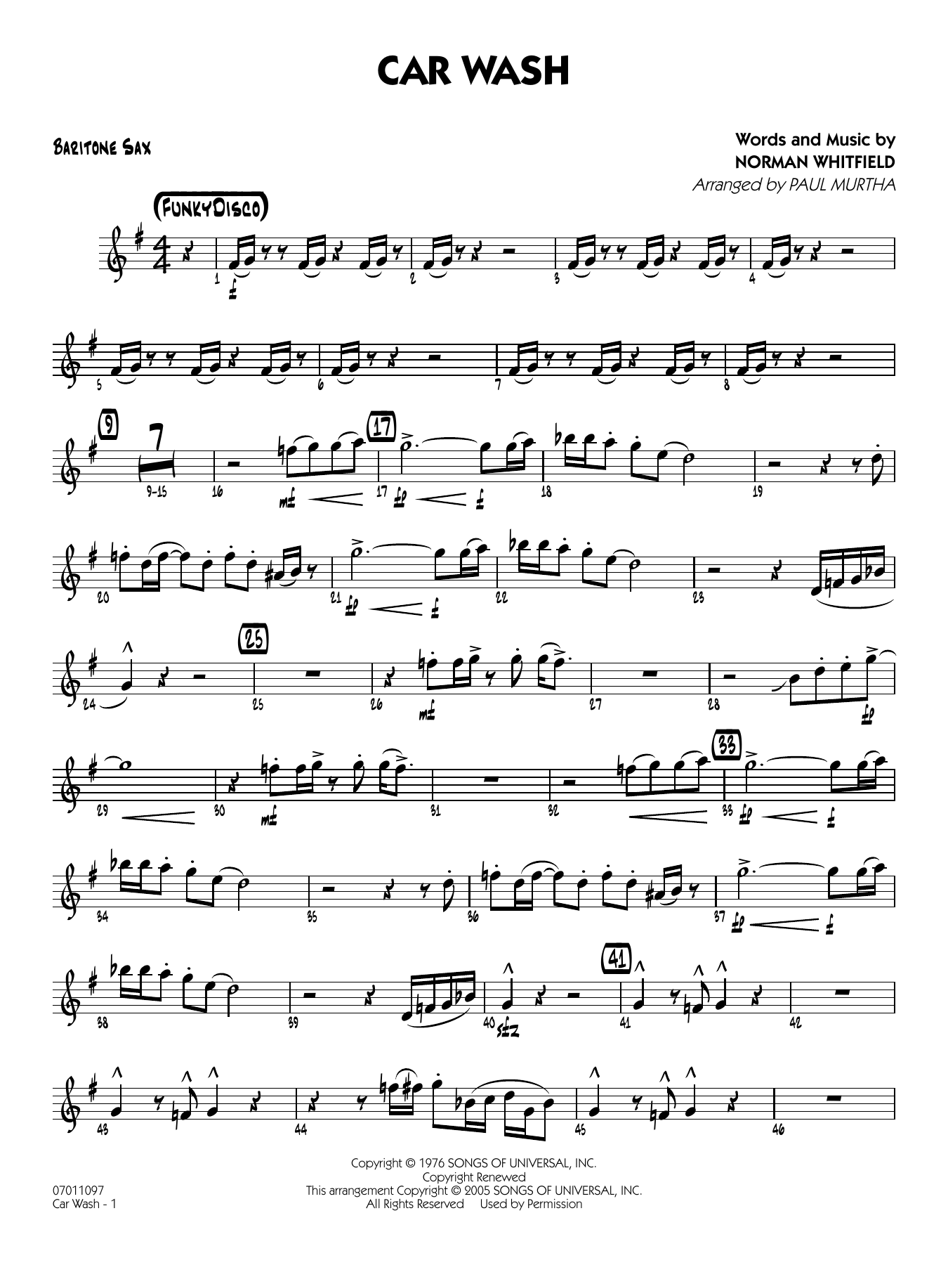 Car Wash (arr. Paul Murtha) - Baritone Sax