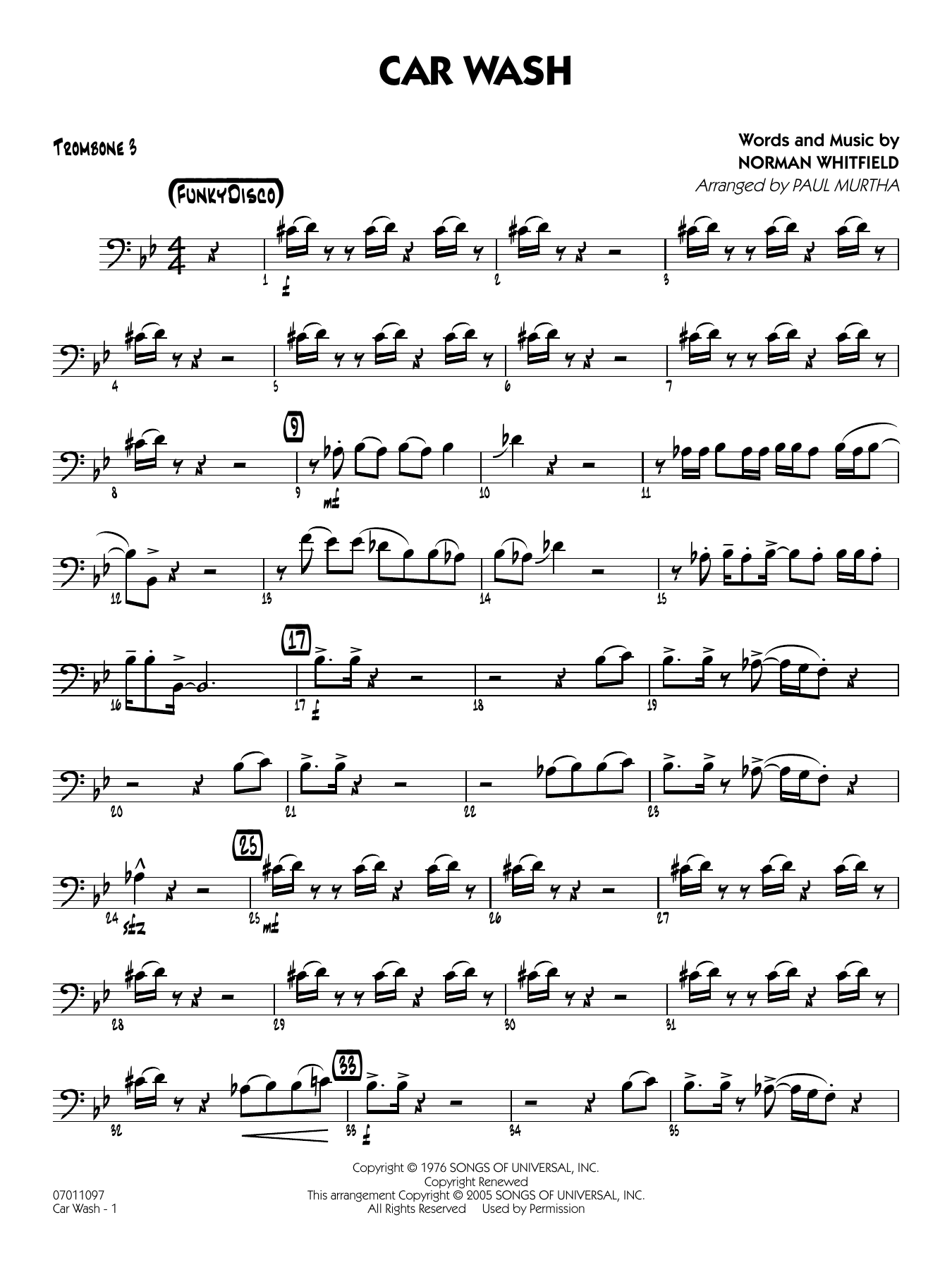 Car Wash (arr. Paul Murtha) - Trombone 3