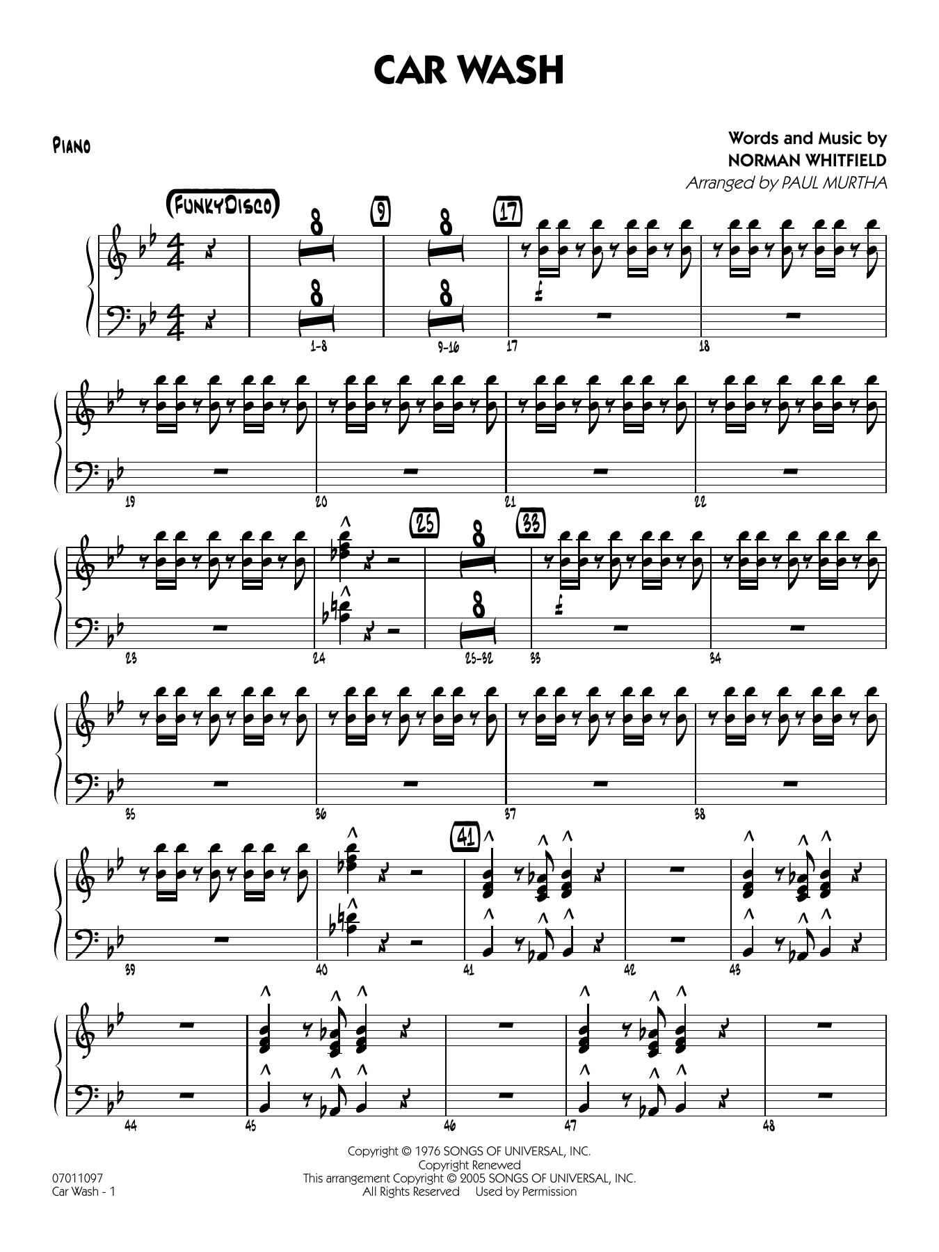 Car Wash (arr. Paul Murtha) - Piano