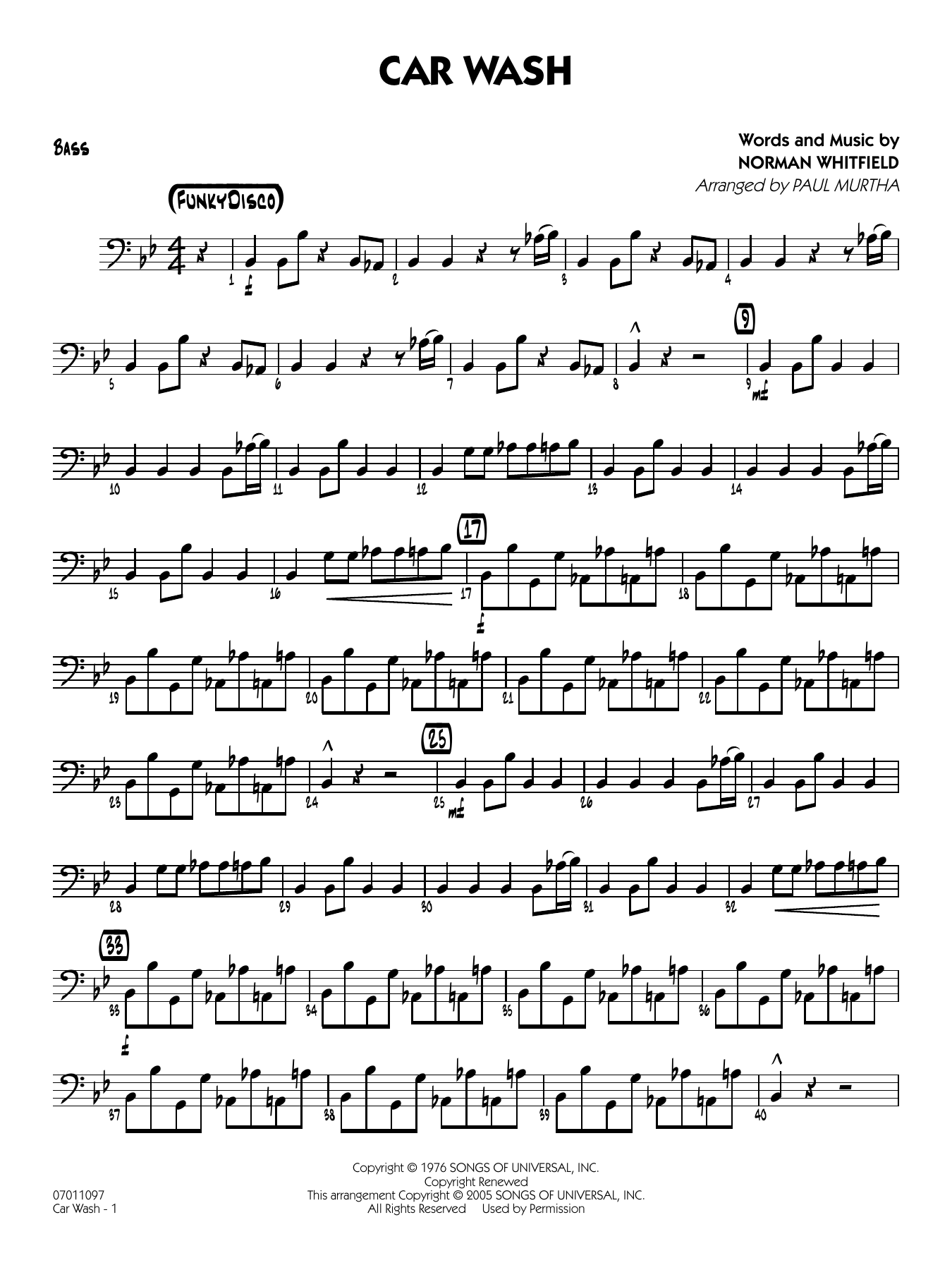 Car Wash (arr. Paul Murtha) - Bass