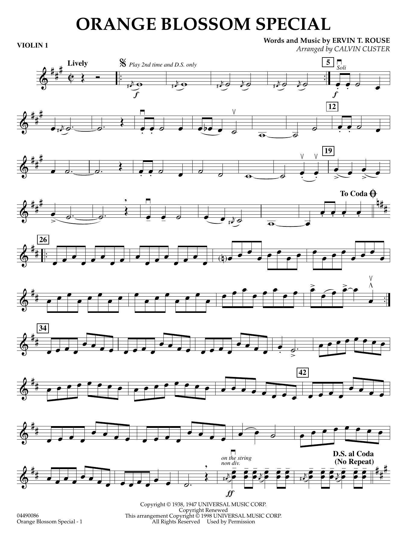 Orange Blossom Special (arr. Calvin Custer) - Violin 1