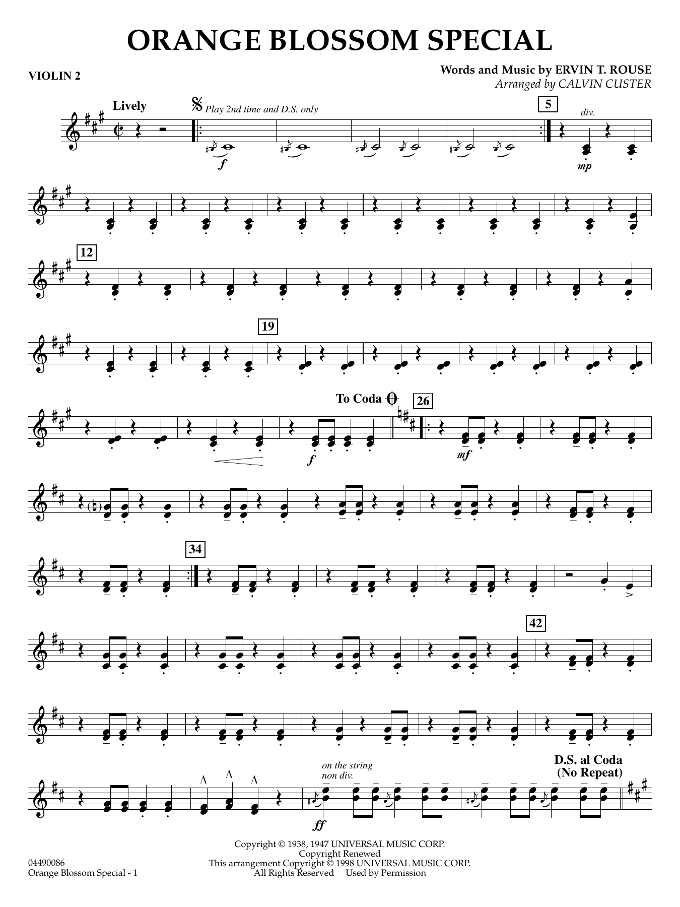 Orange Blossom Special (arr. Calvin Custer) - Violin 2