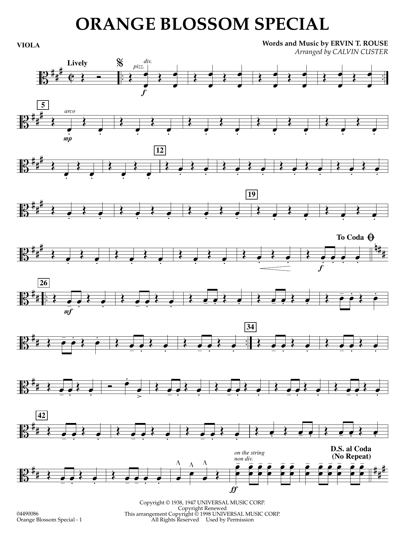 Orange Blossom Special (arr. Calvin Custer) - Viola