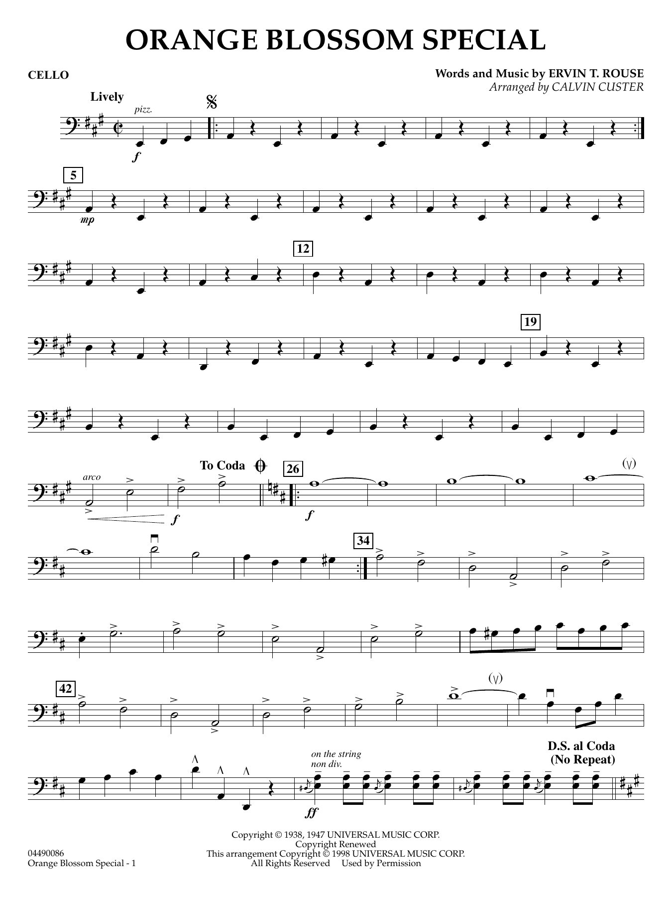 Orange Blossom Special (arr. Calvin Custer) - Cello