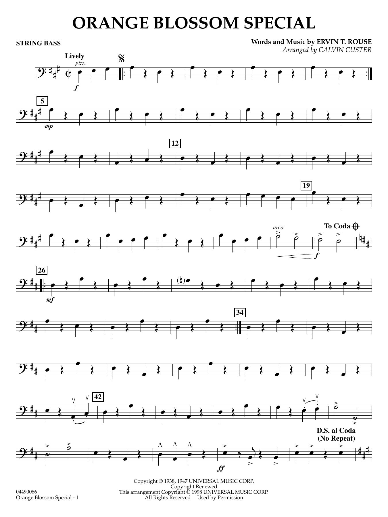 Orange Blossom Special (arr. Calvin Custer) - String Bass