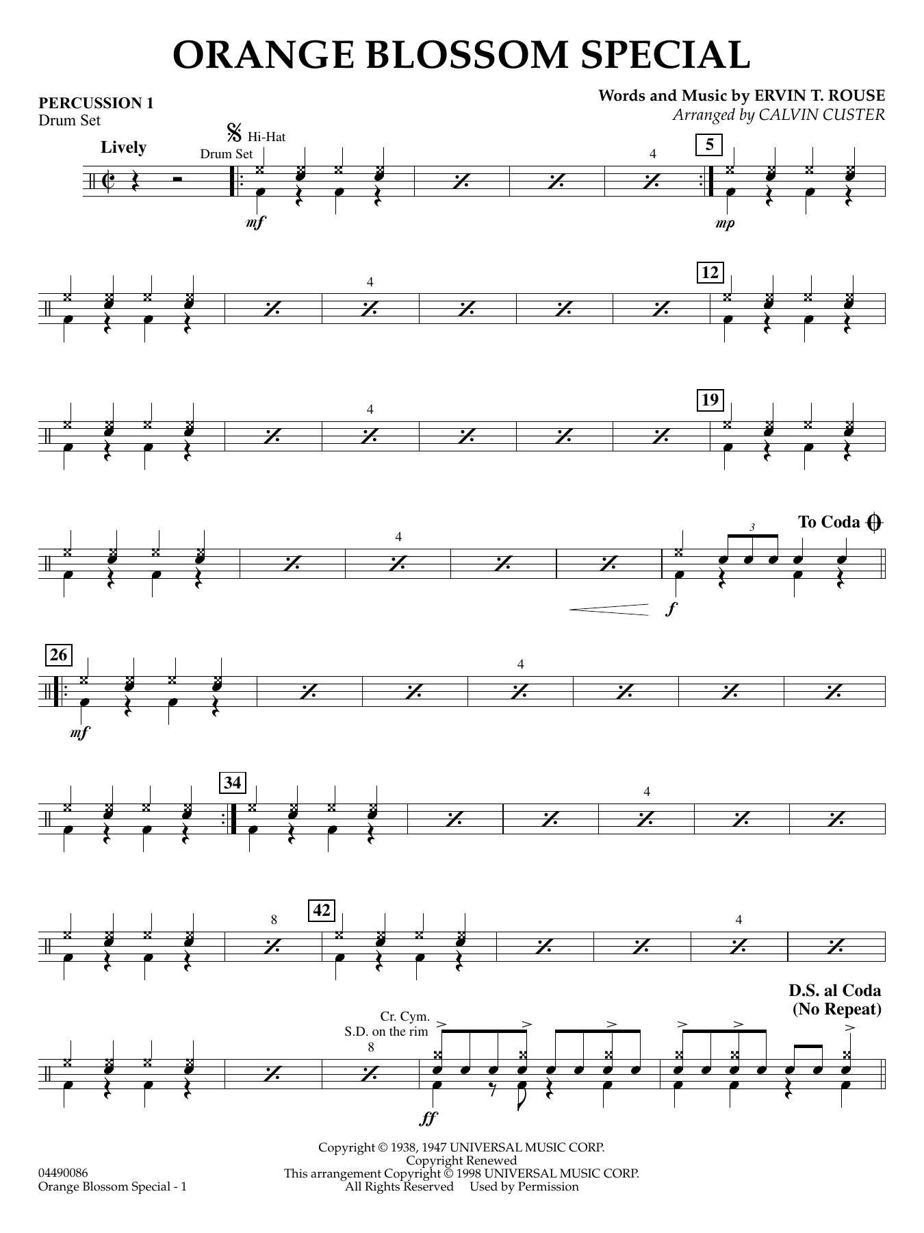 Orange Blossom Special (arr. Calvin Custer) - Percussion 1
