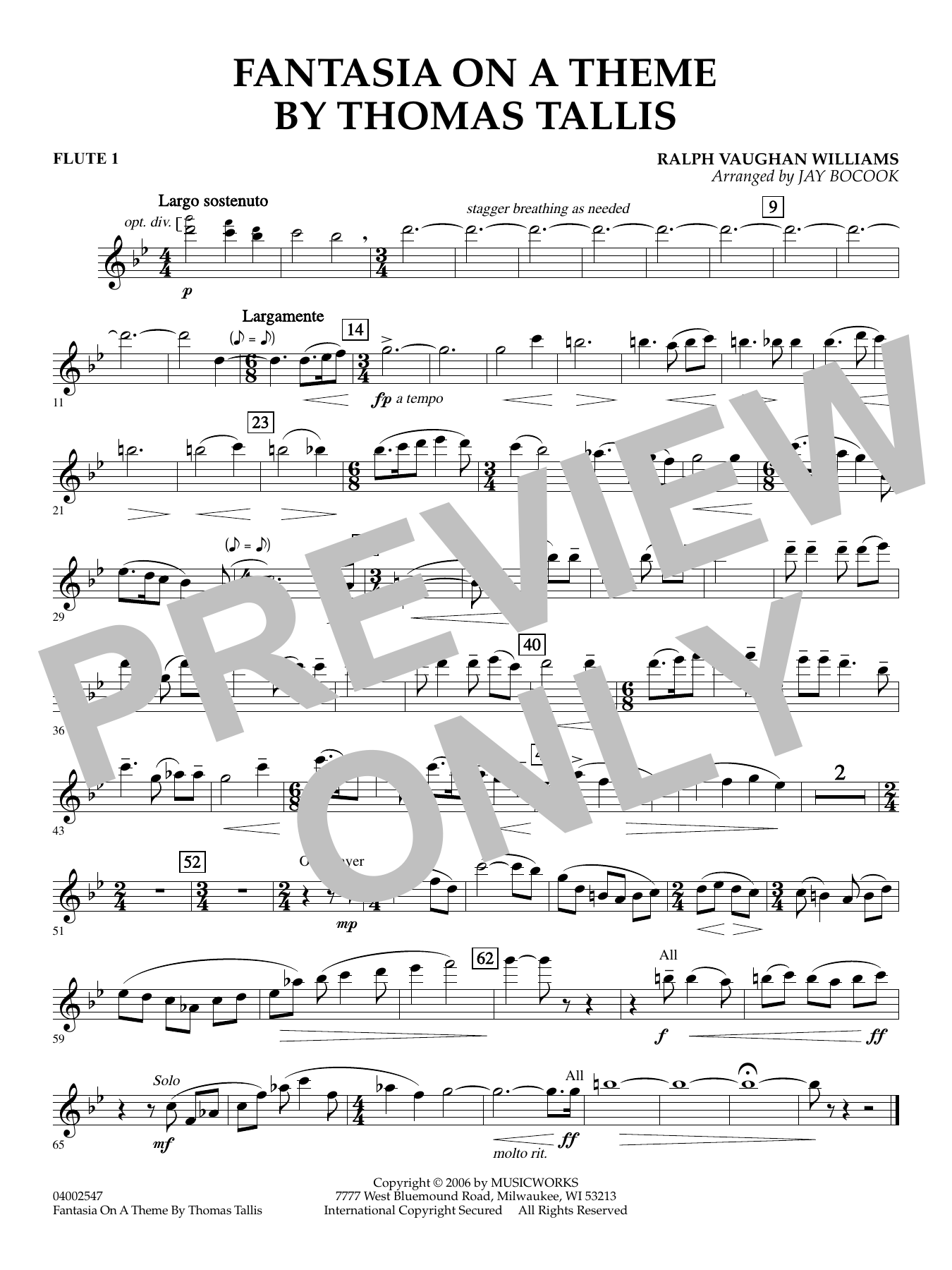 Fantasia on a Theme by Thomas Tallis (arr. Jay Bocook) - Flute 1