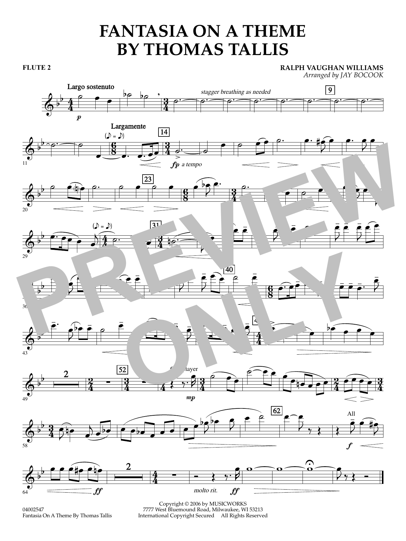 Fantasia on a Theme by Thomas Tallis (arr. Jay Bocook) - Flute 2