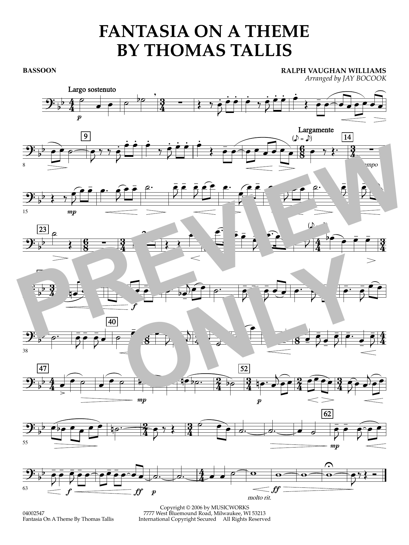 Fantasia on a Theme by Thomas Tallis (arr. Jay Bocook) - Bassoon