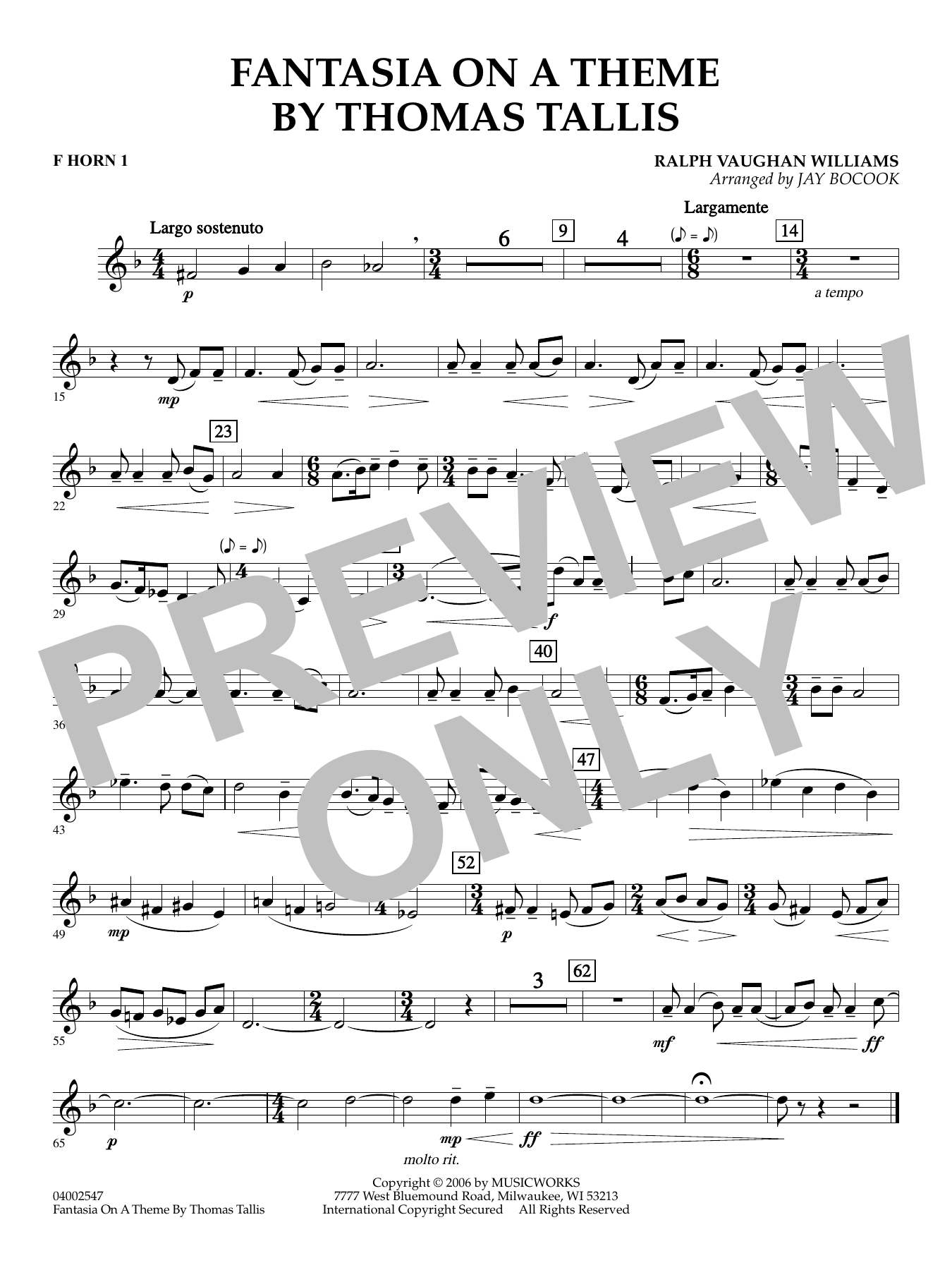 Fantasia on a Theme by Thomas Tallis (arr. Jay Bocook) - F Horn 1