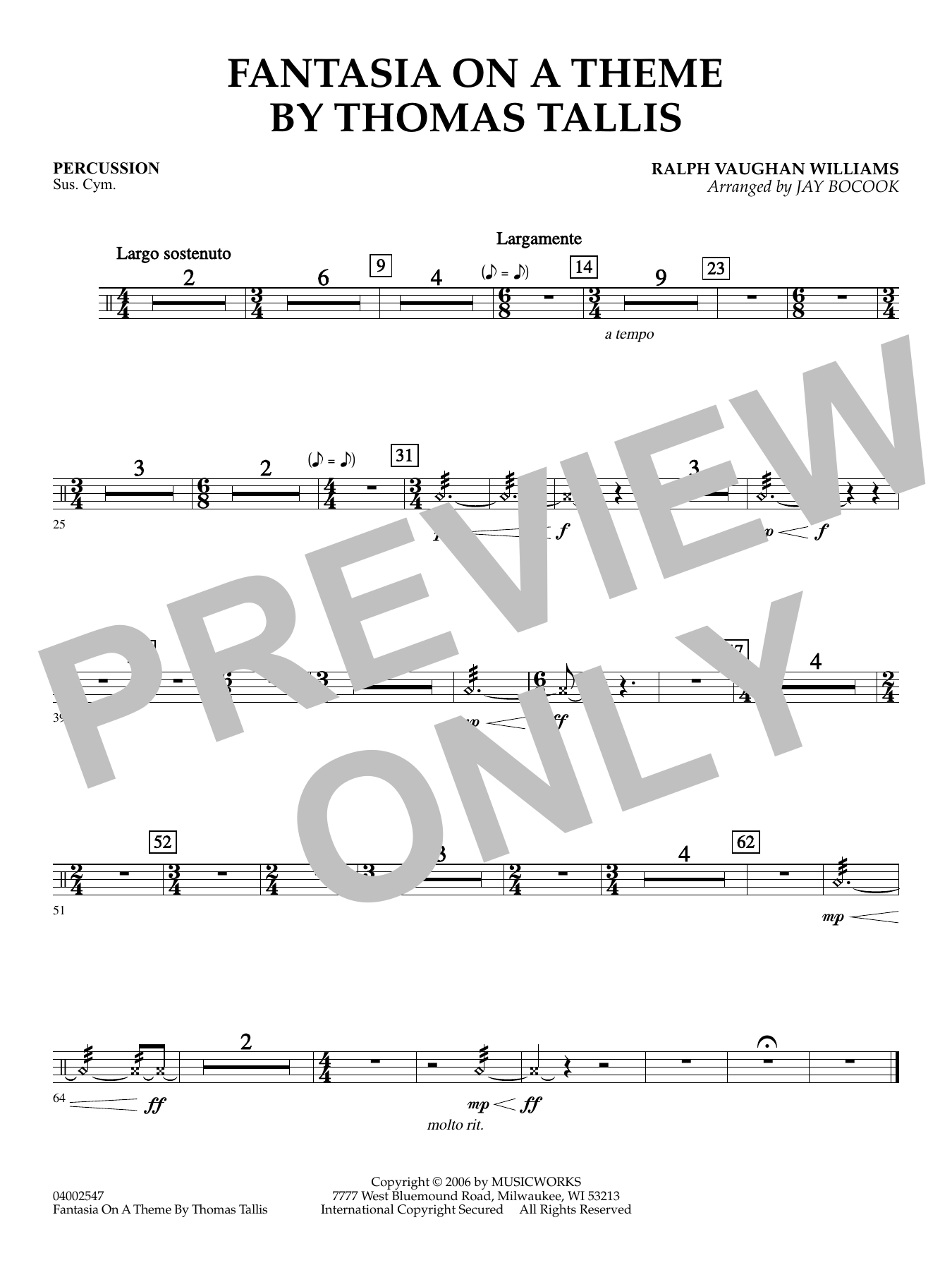 Fantasia on a Theme by Thomas Tallis (arr. Jay Bocook) - Percussion
