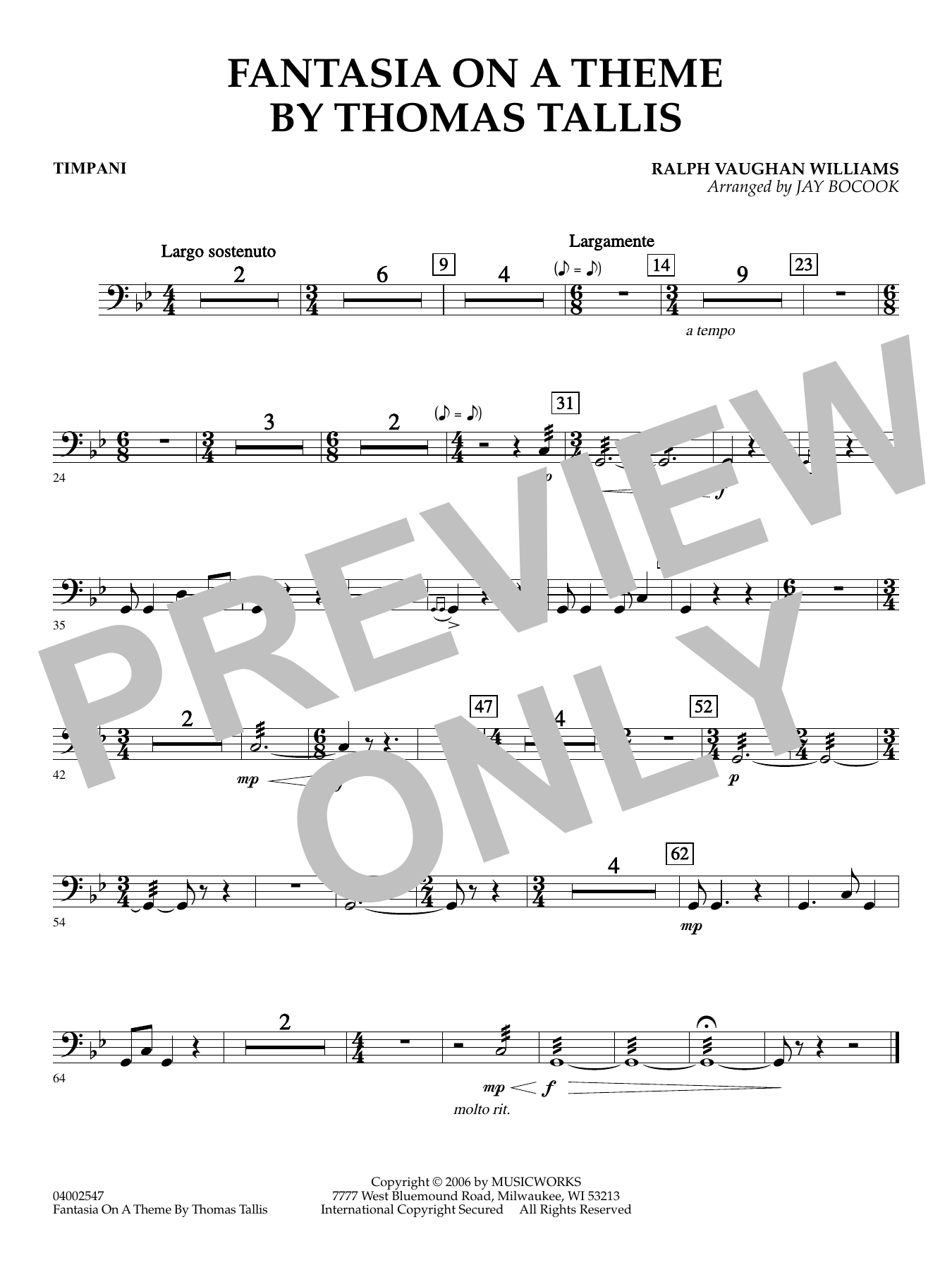 Fantasia on a Theme by Thomas Tallis (arr. Jay Bocook) - Timpani