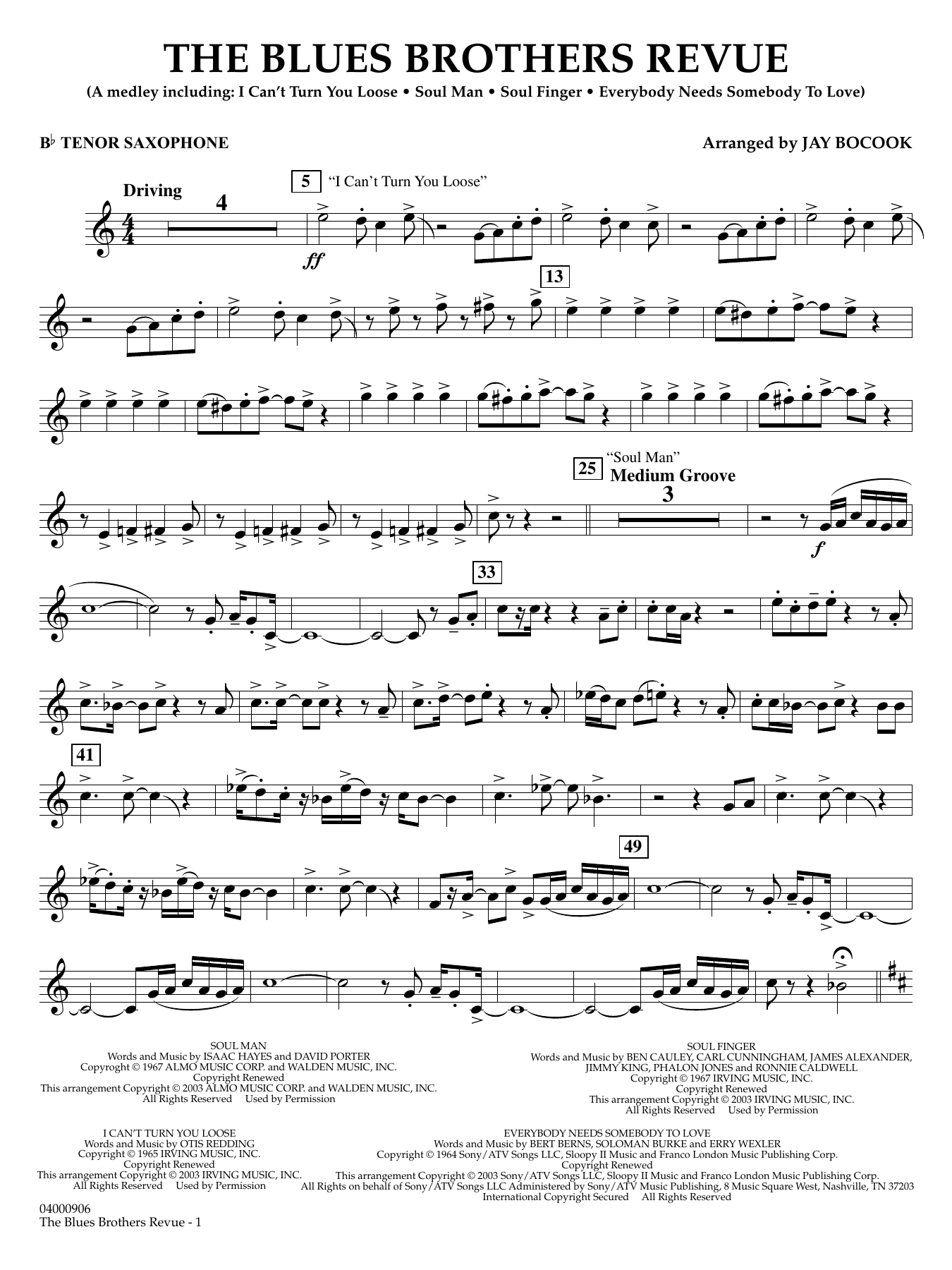 The Blues Brothers Revue (arr. Jay Bocook) - Bb Tenor Saxophone