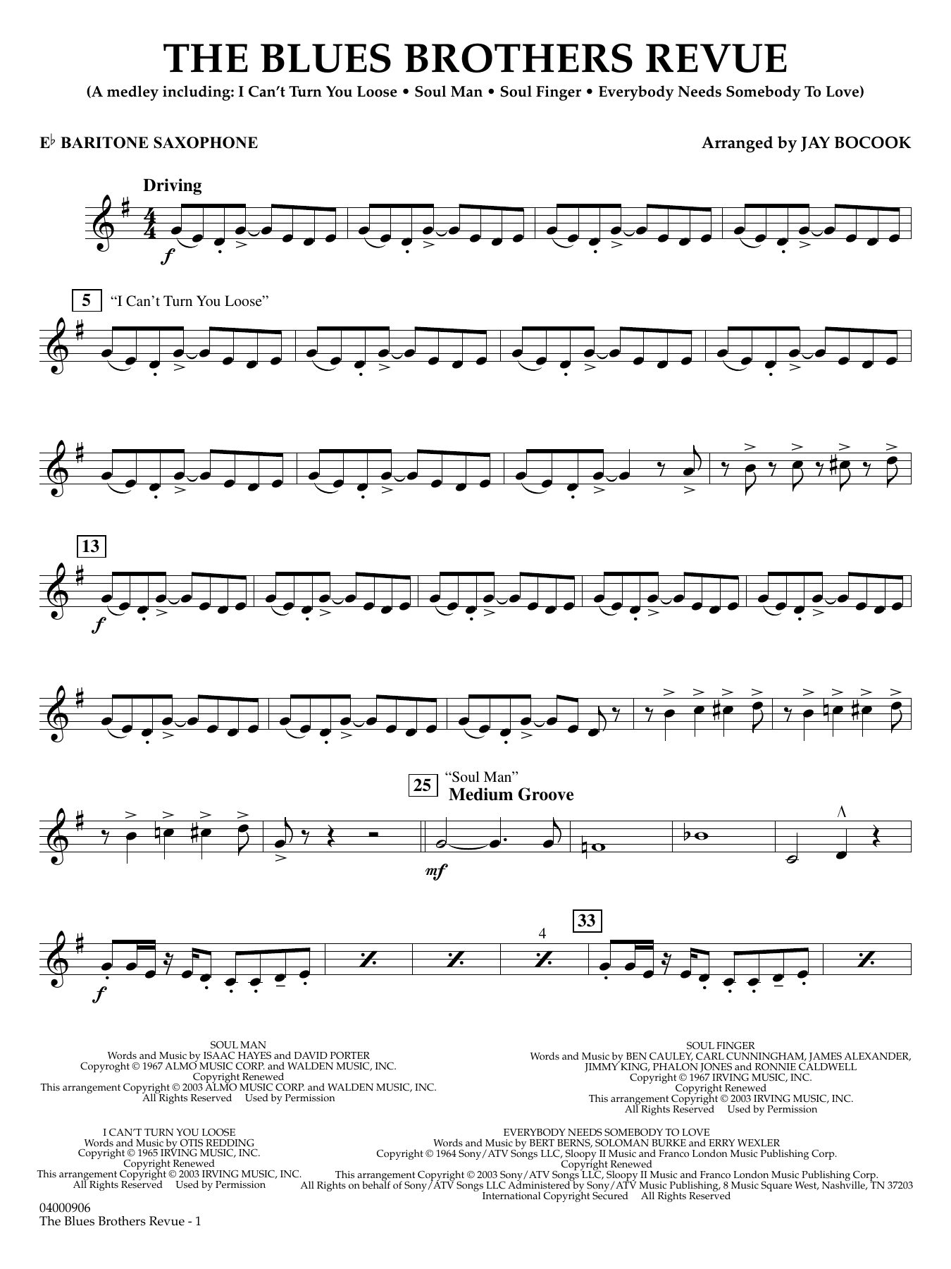 The Blues Brothers Revue (arr. Jay Bocook) - Eb Baritone Saxophone