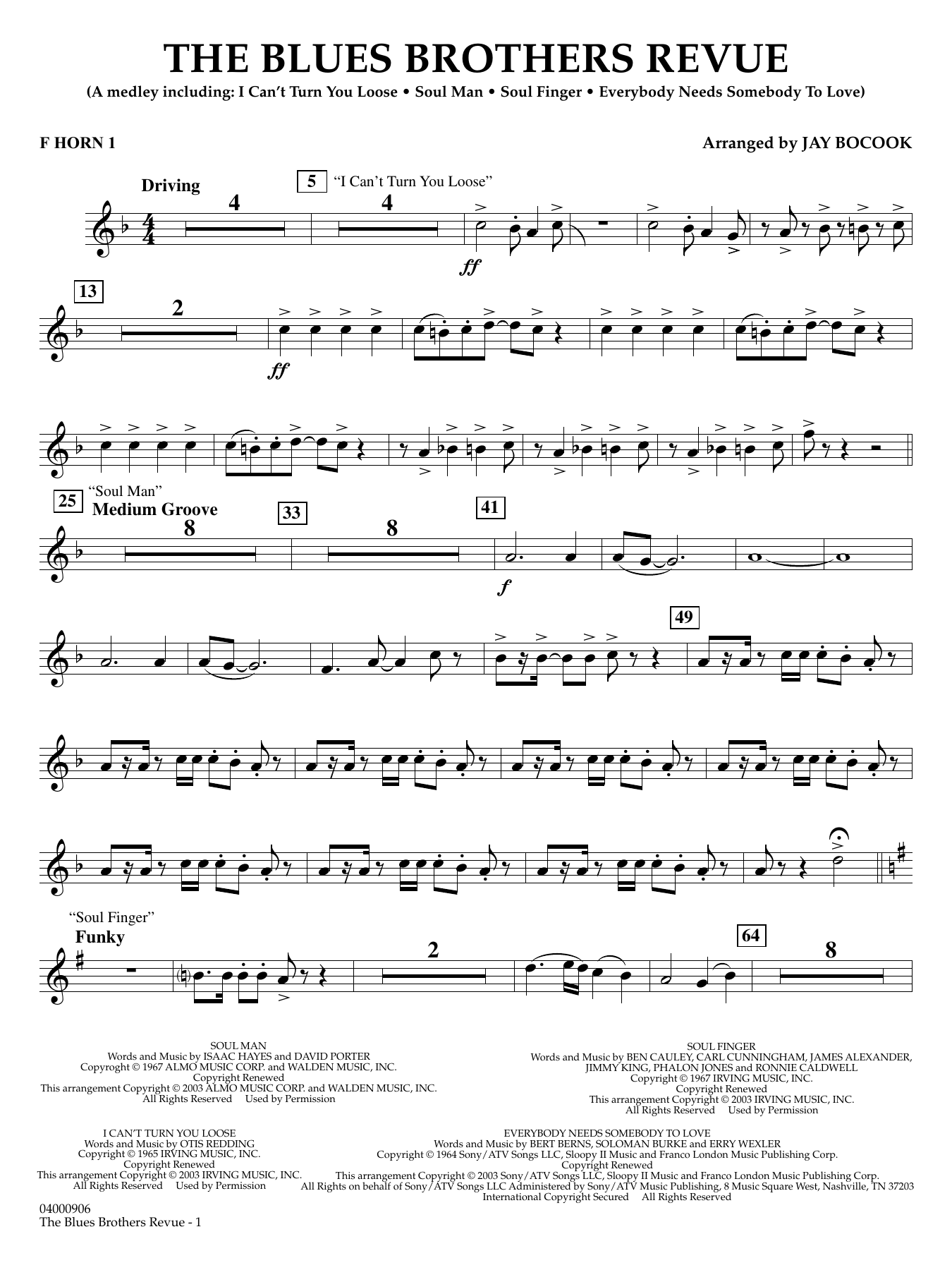 The Blues Brothers Revue (arr. Jay Bocook) - F Horn 1
