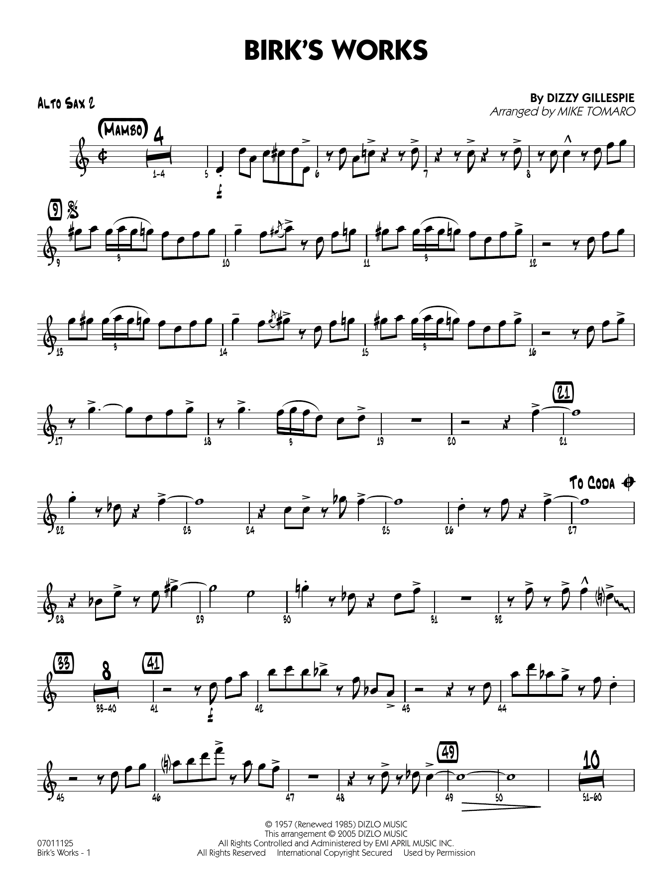 Birk's Works (arr. Mike Tomaro) - Alto Sax 2