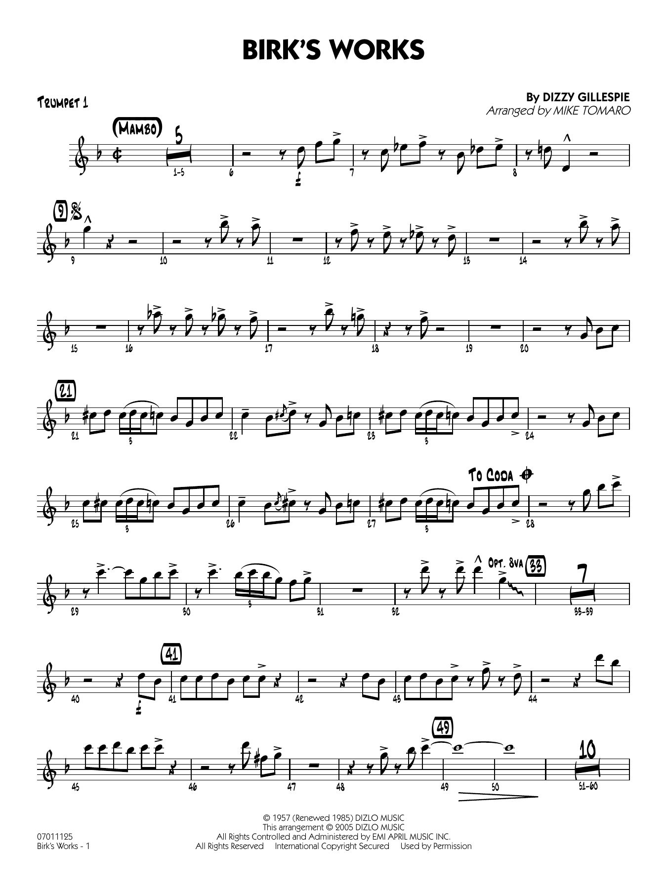 Birk's Works (arr. Mike Tomaro) - Trumpet 1
