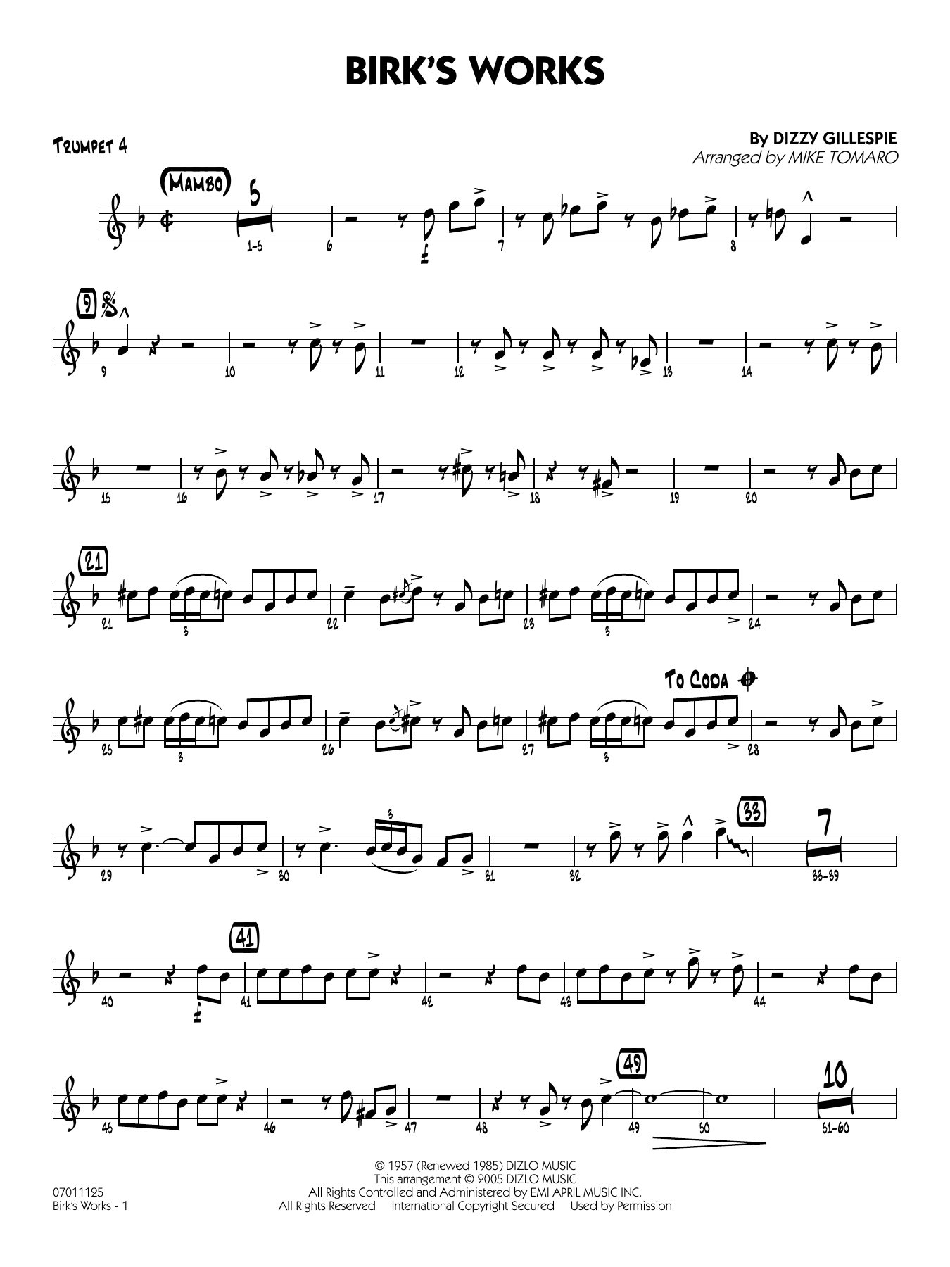 Birk's Works (arr. Mike Tomaro) - Trumpet 4