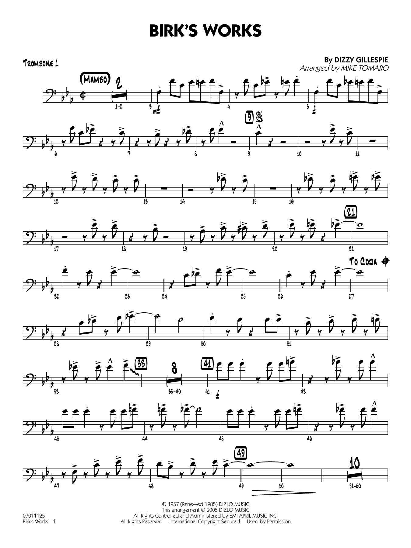Birk's Works (arr. Mike Tomaro) - Trombone 1