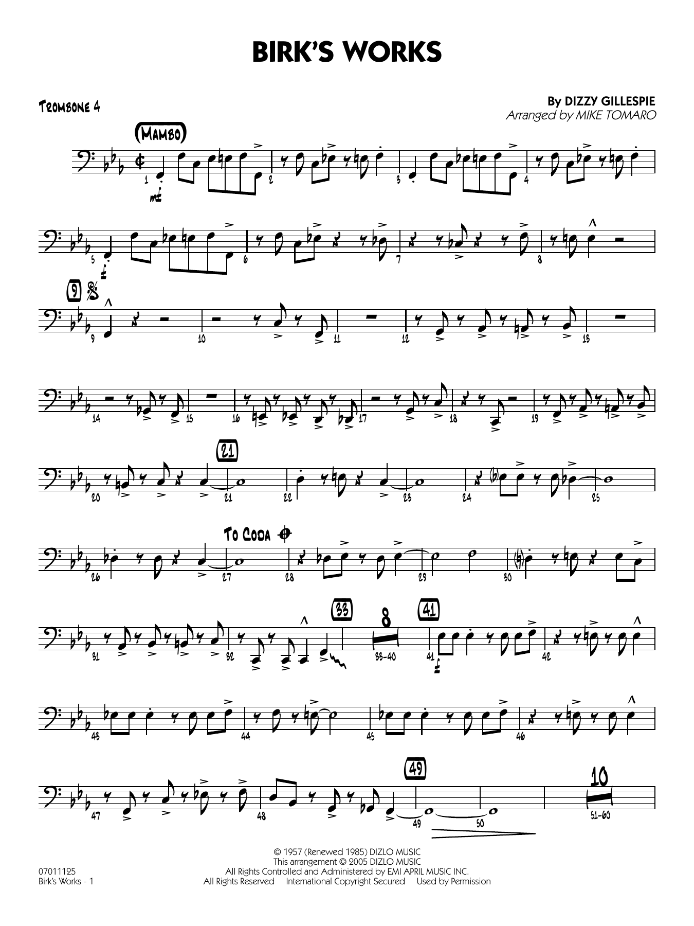 Birk's Works (arr. Mike Tomaro) - Trombone 4