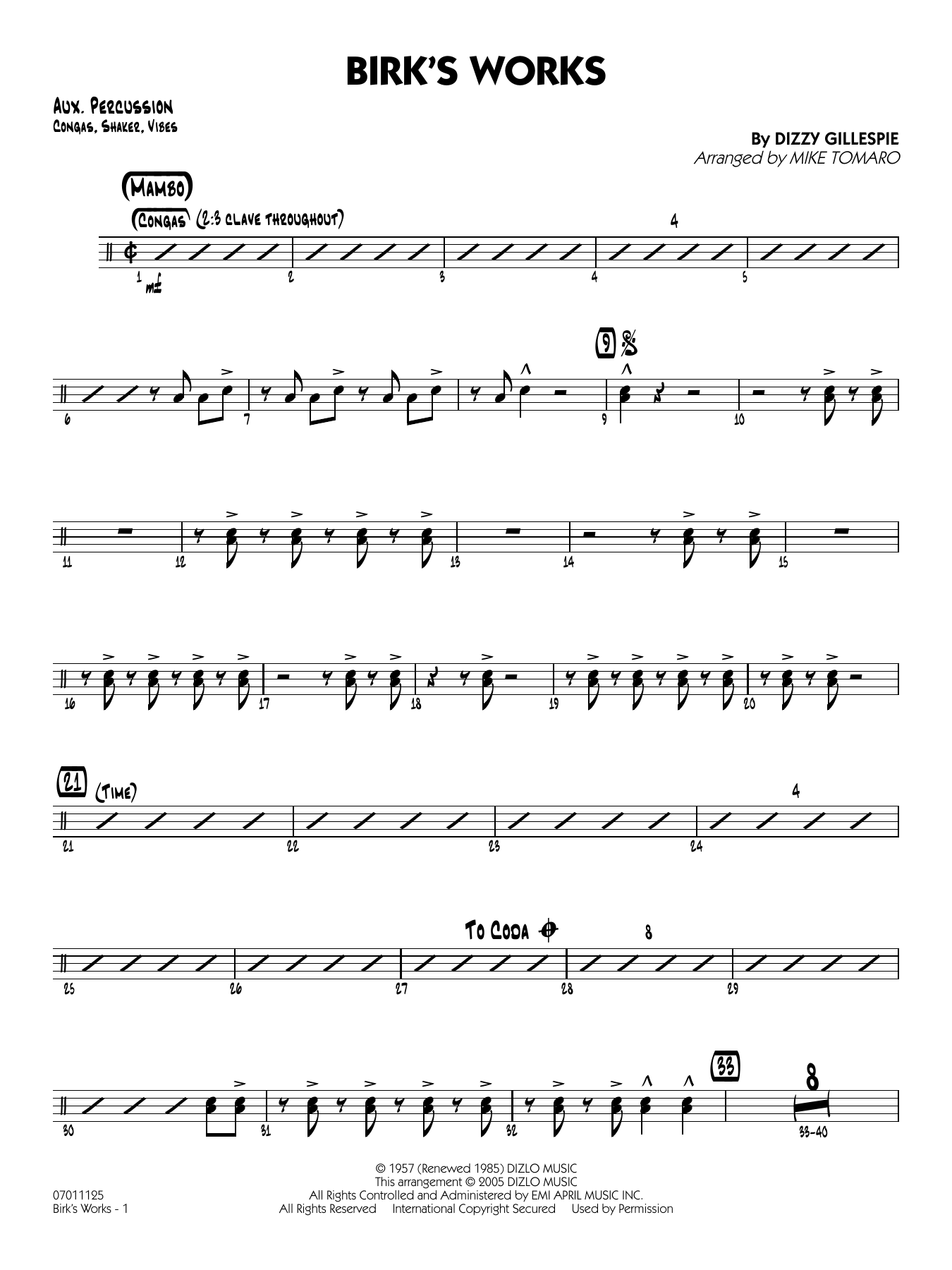 Birk's Works (arr. Mike Tomaro) - Aux Percussion