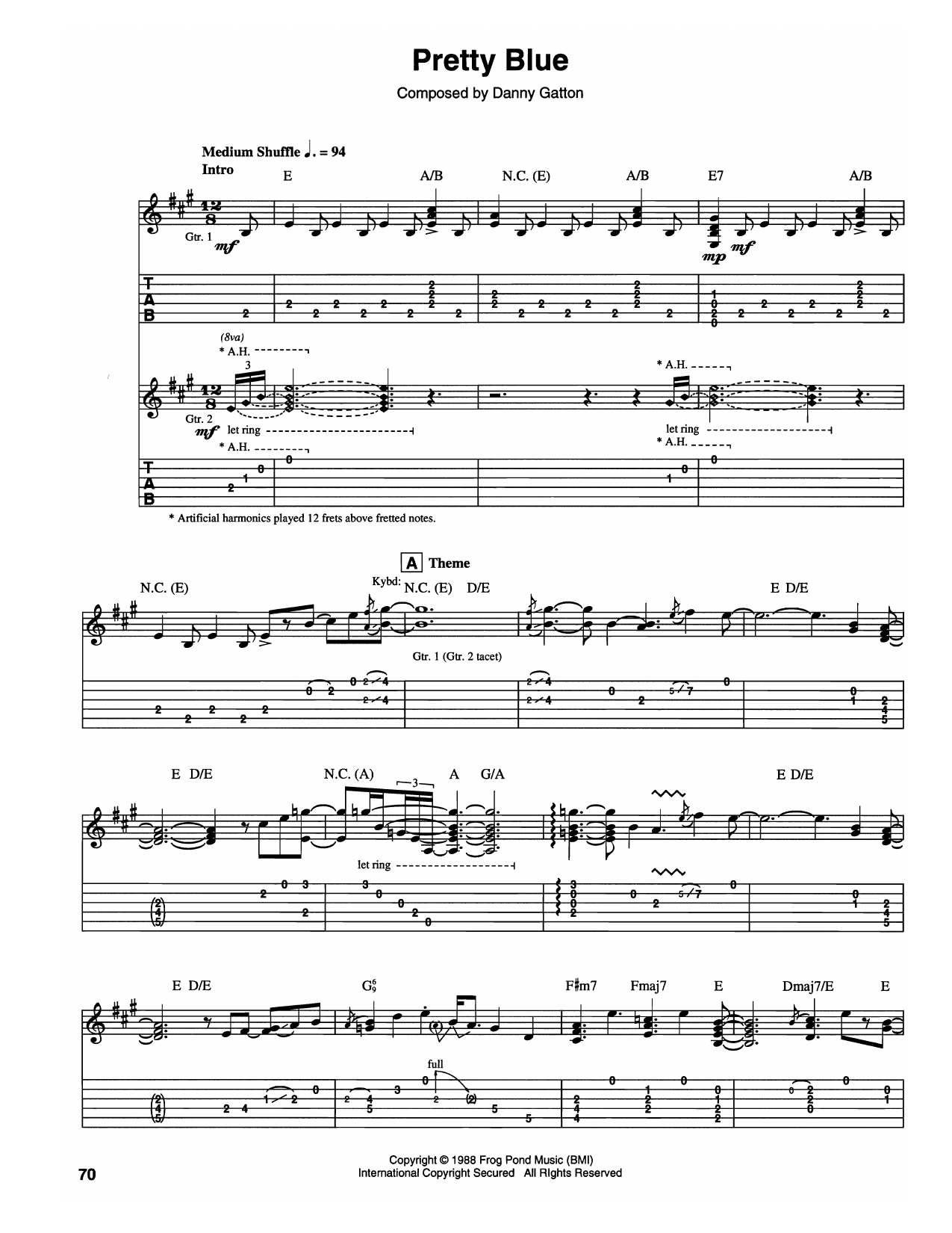 Pretty Blue: Guitar Tab