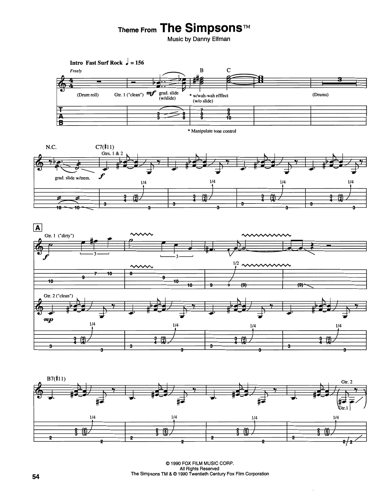 Theme From The Simpsons: Guitar Tab