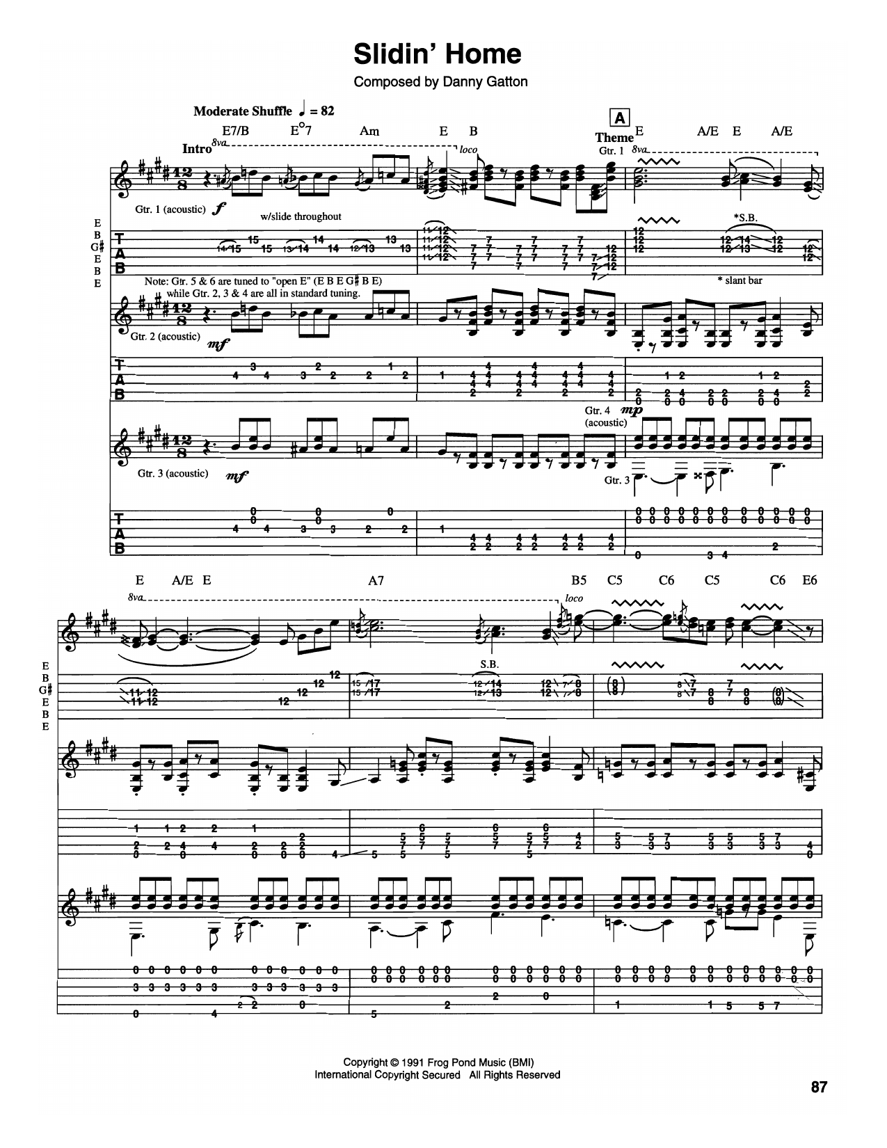 Slidin' Home: Guitar Tab