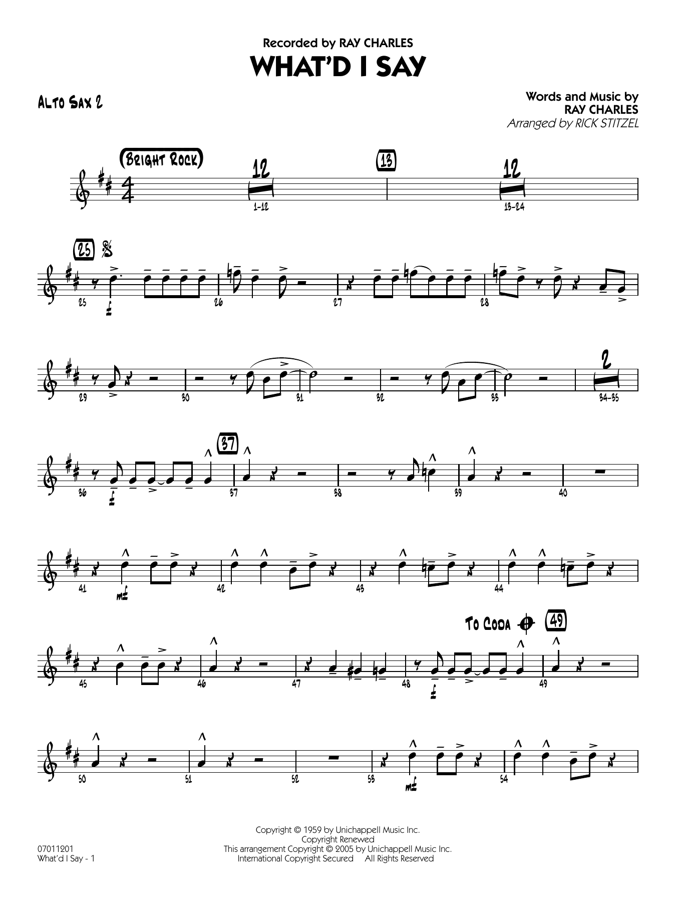 What'd I Say (arr. Rick Stitzel) - Alto Sax 2
