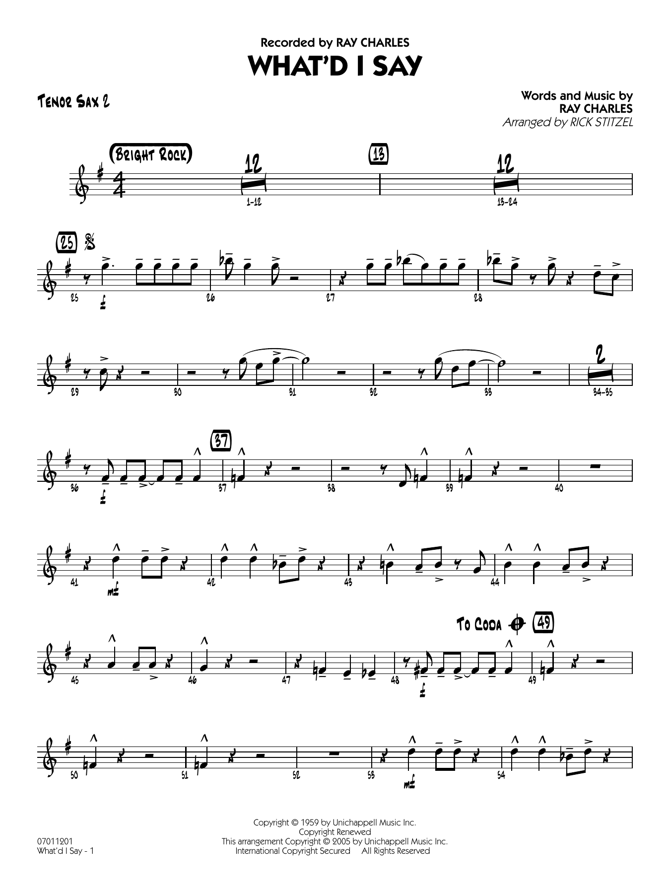 What'd I Say (arr. Rick Stitzel) - Tenor Sax 2