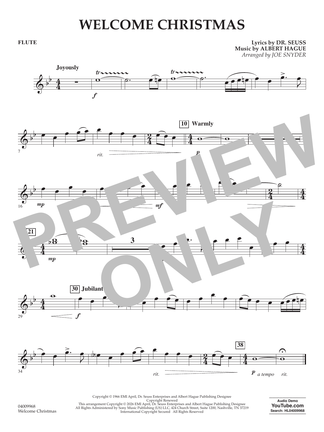 Welcome Christmas - Flute