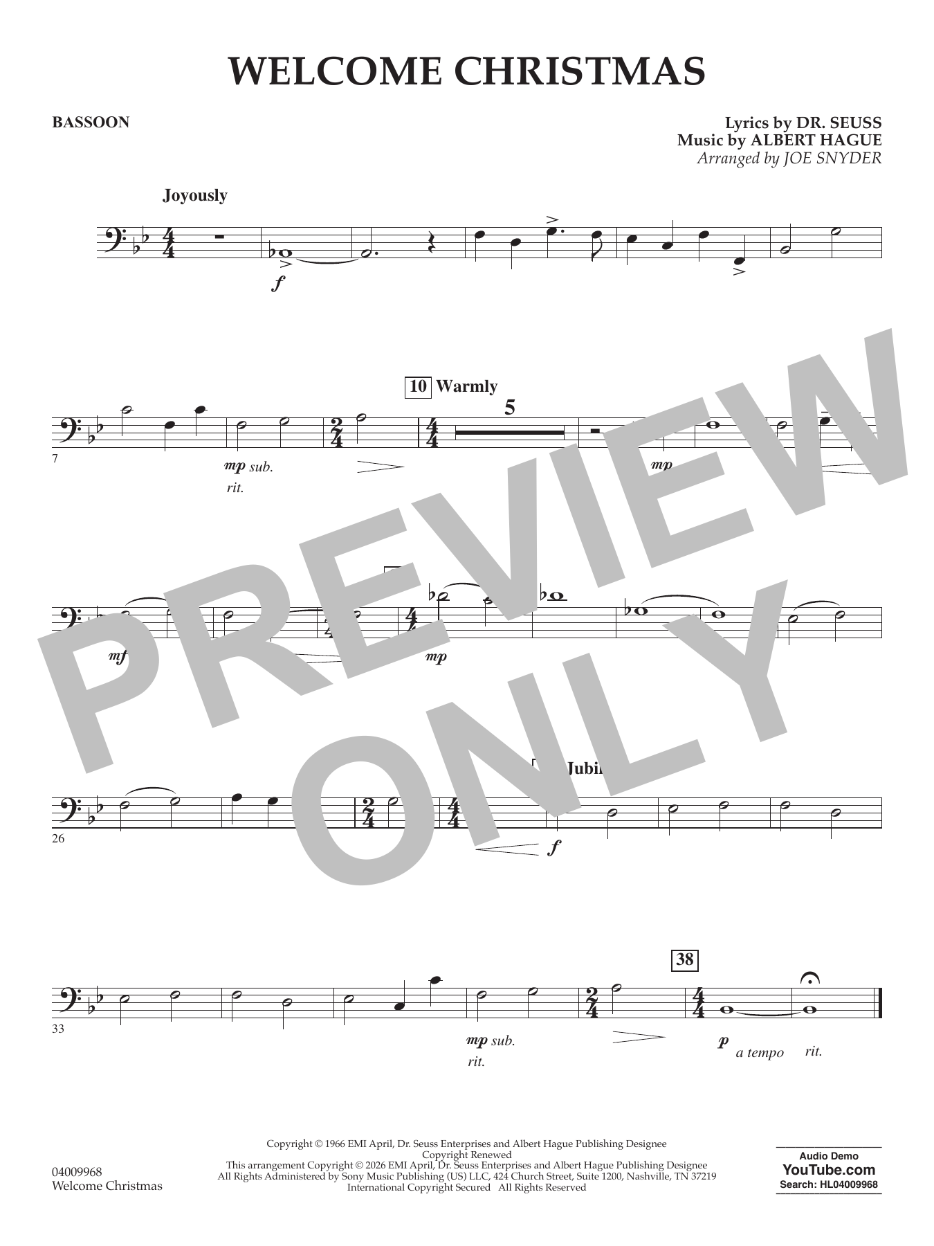 Welcome Christmas - Bassoon