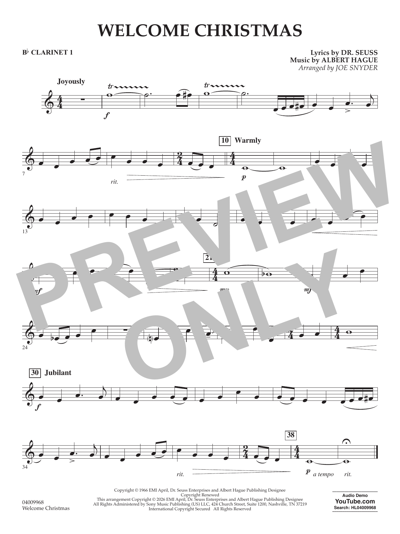 Welcome Christmas - Bb Clarinet 1