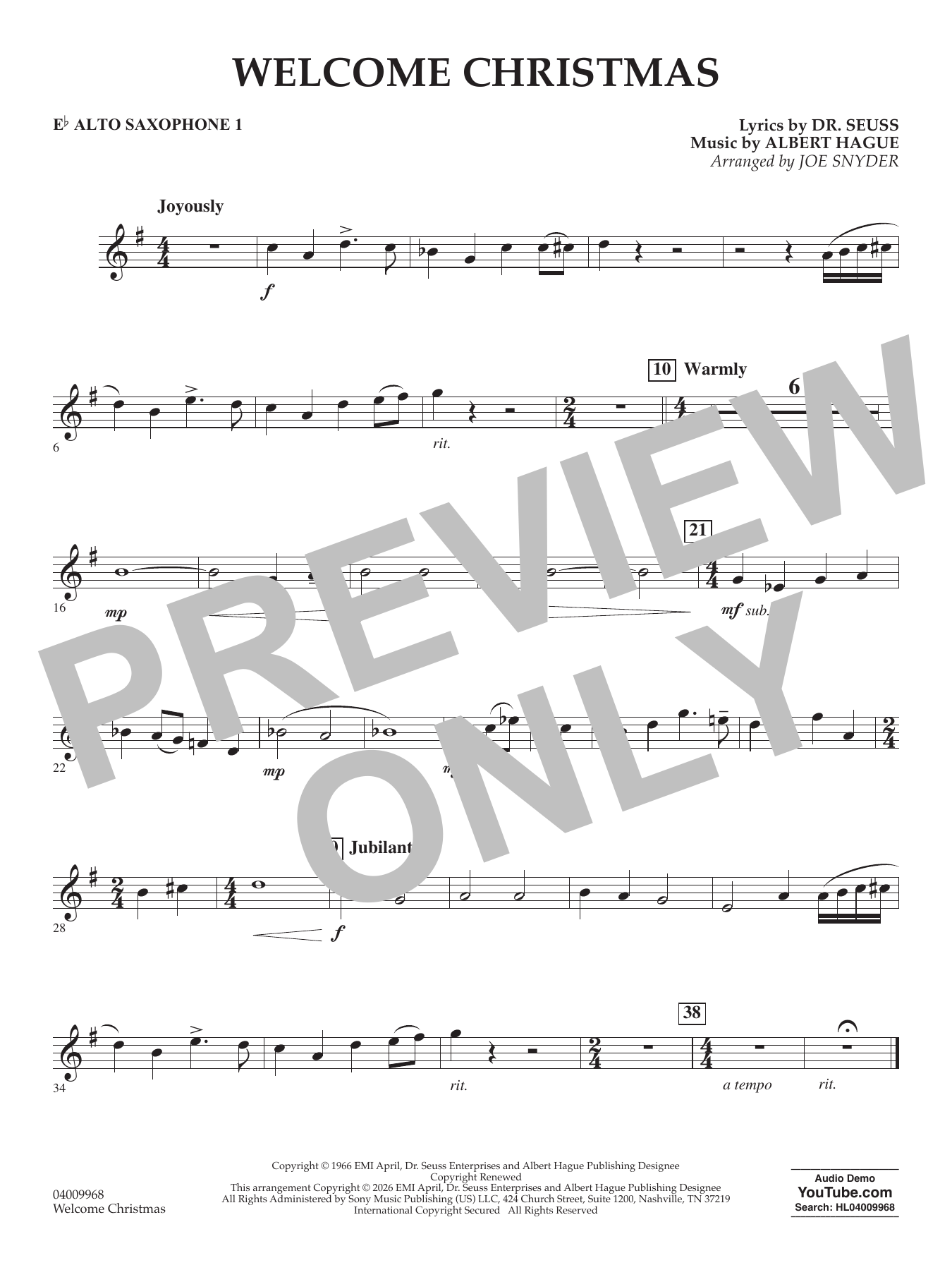 Welcome Christmas - Eb Alto Saxophone 1