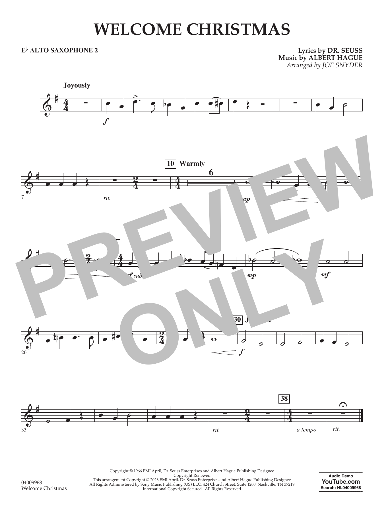 Welcome Christmas - Eb Alto Saxophone 2