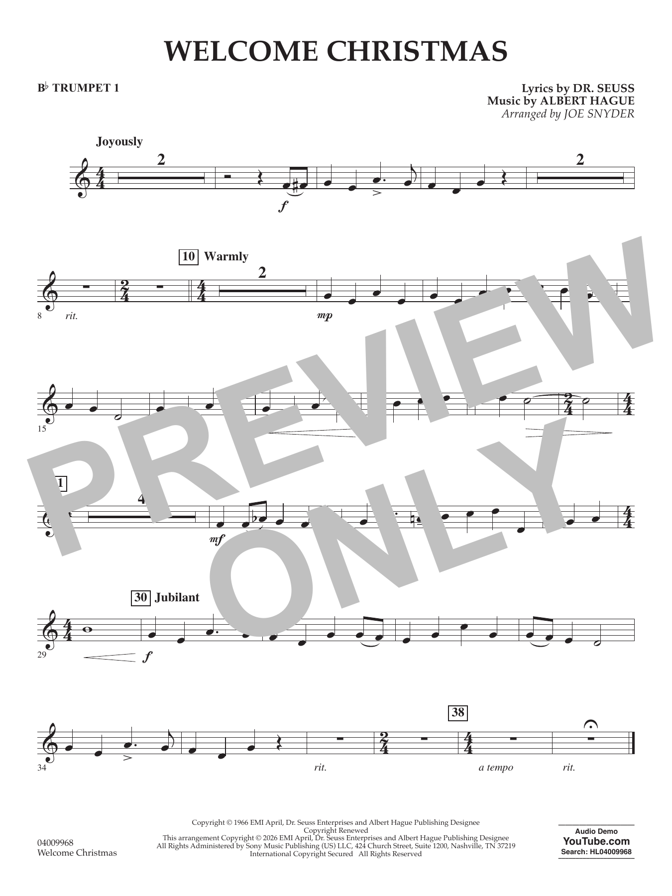 Welcome Christmas - Bb Trumpet 1