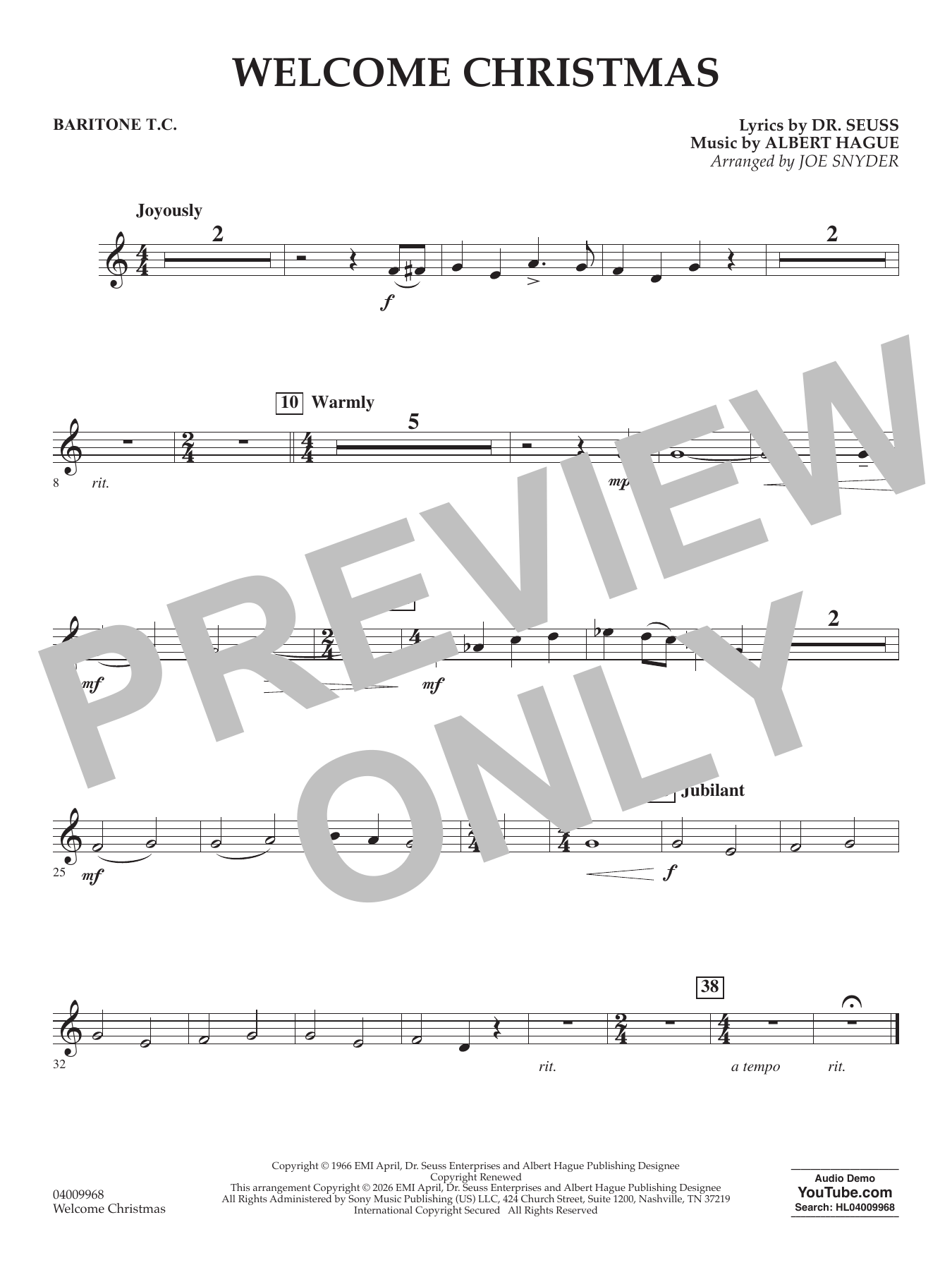 Welcome Christmas - Baritone T.C.