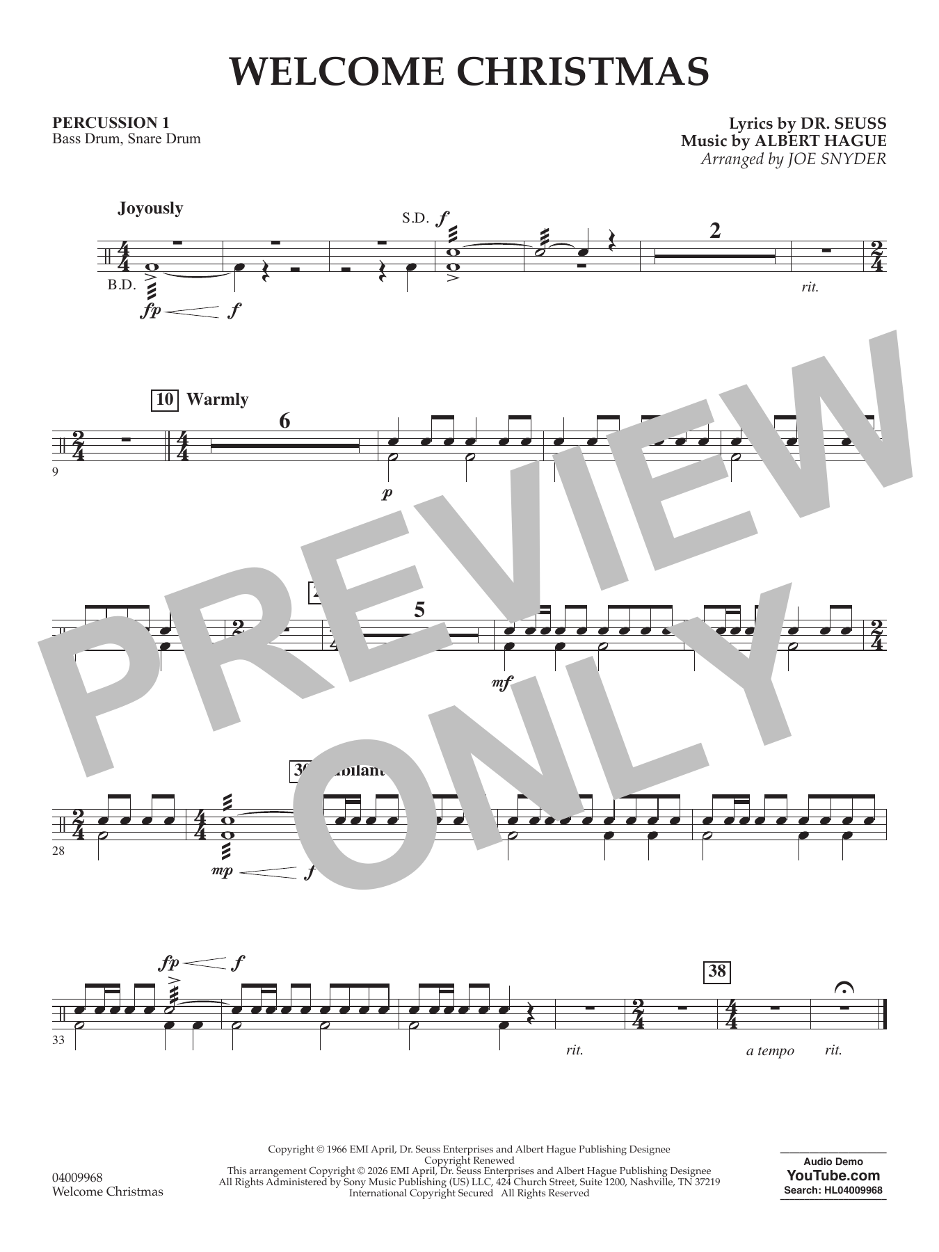 Welcome Christmas - Percussion 1