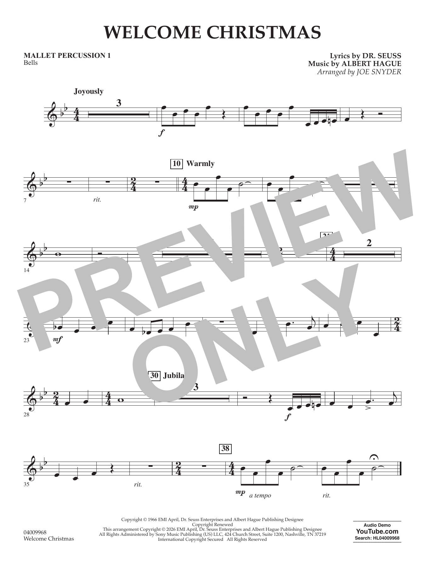 Welcome Christmas - Mallet Percussion 1