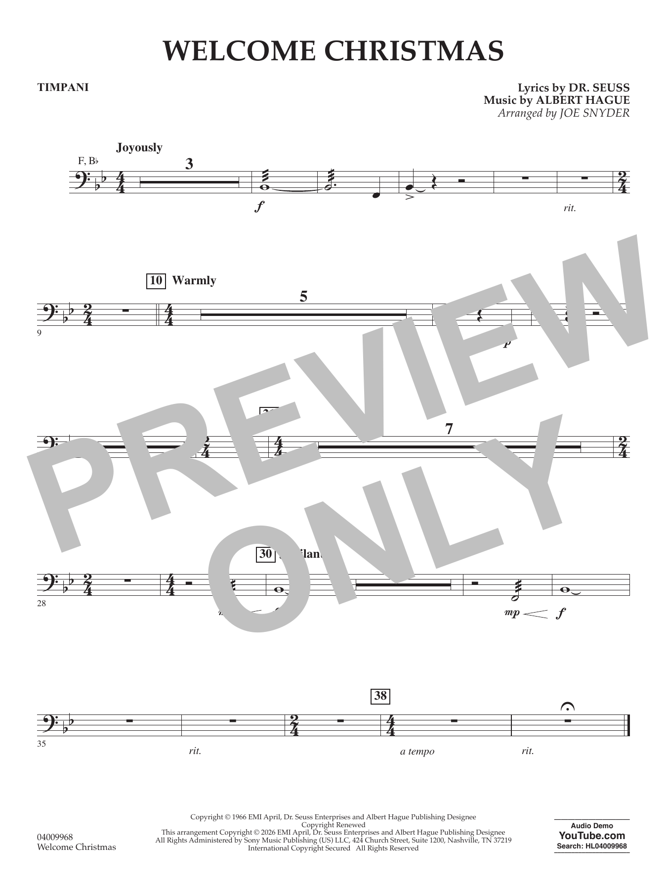 Welcome Christmas - Timpani