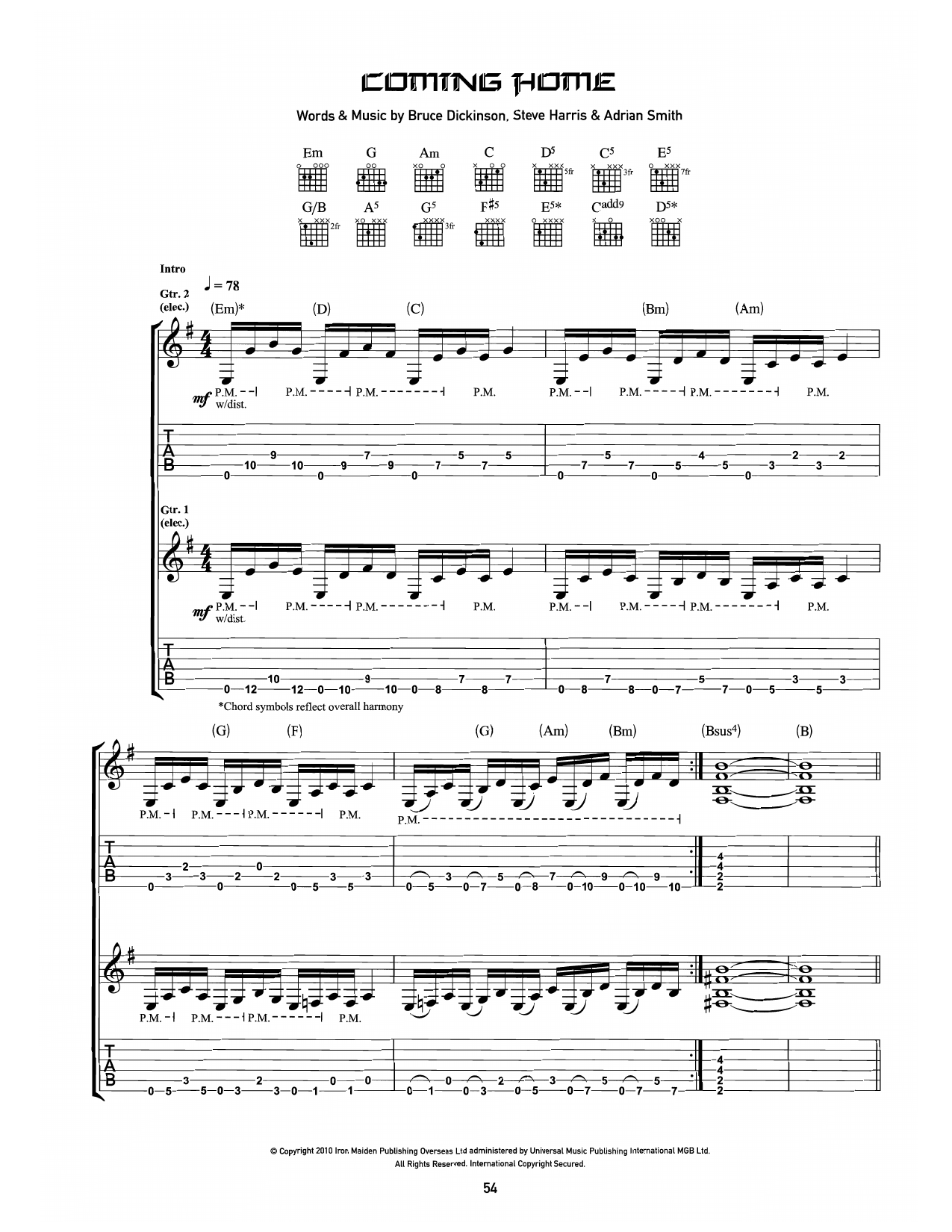 Coming Home: Guitar Tab