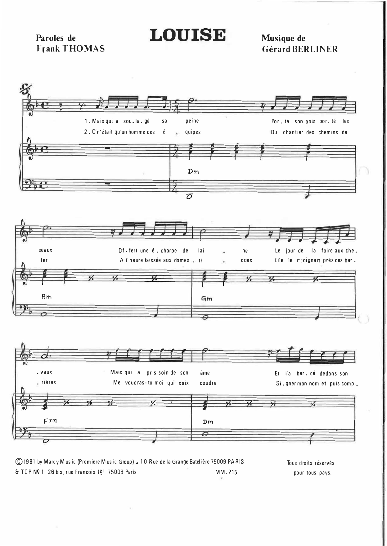 Louise: Piano Vocal