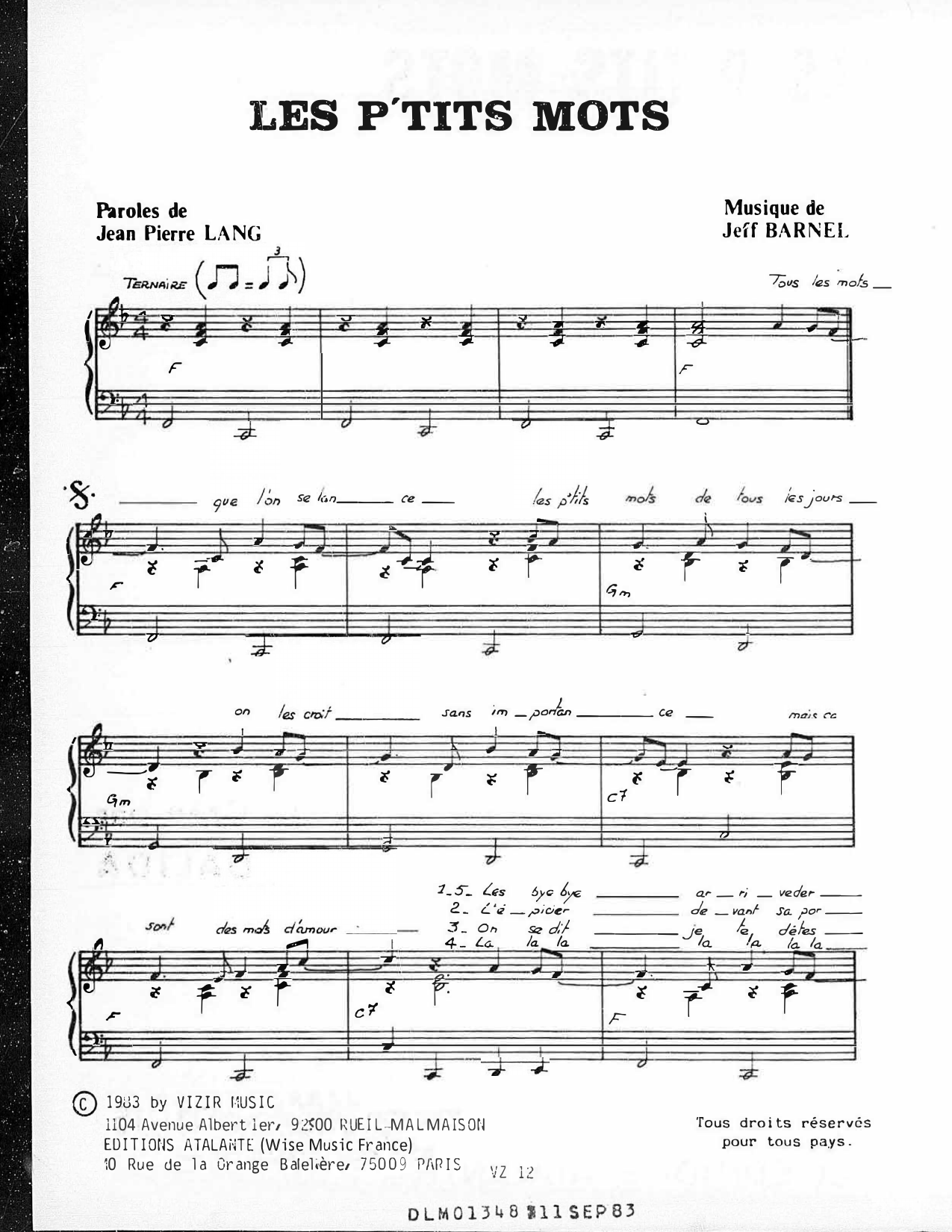 Les p'tits mots: Piano Vocal