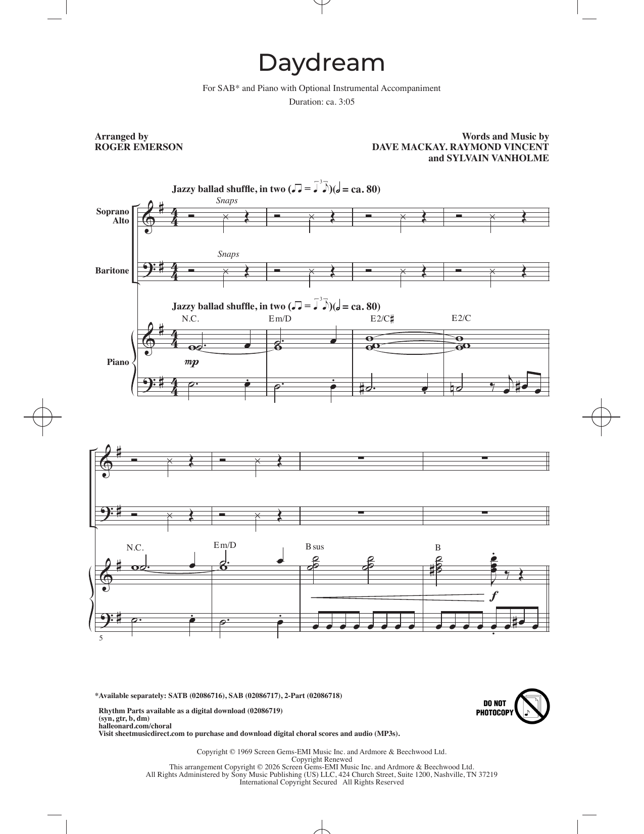 Daydream (arr. Roger Emerson)