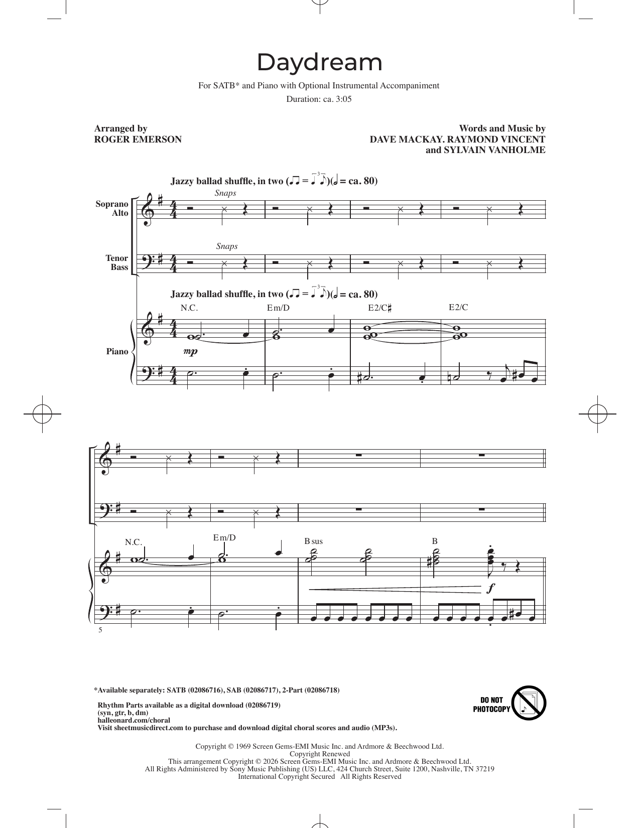 Daydream (arr. Roger Emerson)