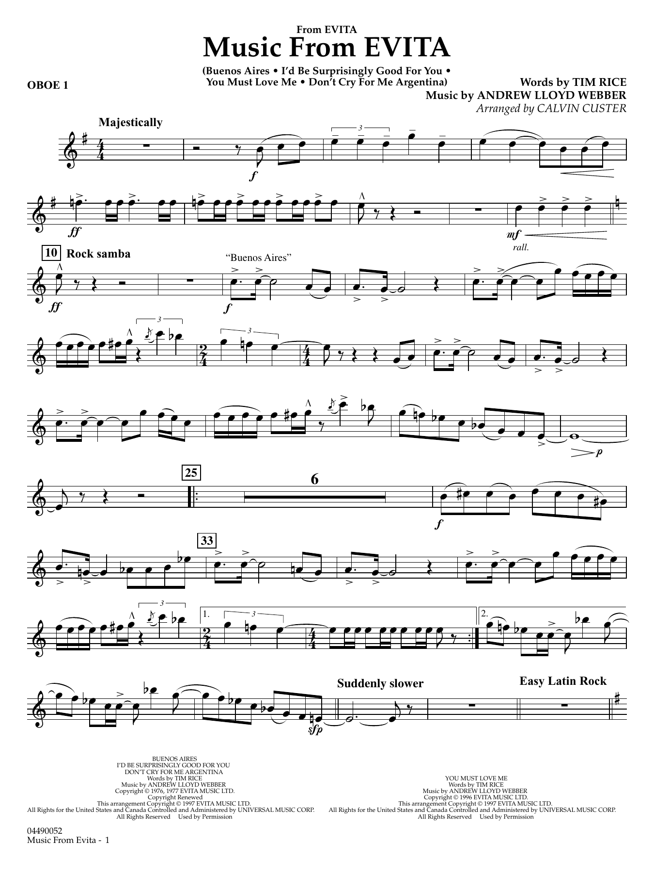 Music from Evita (arr. Calvin Custer) - Oboe 1